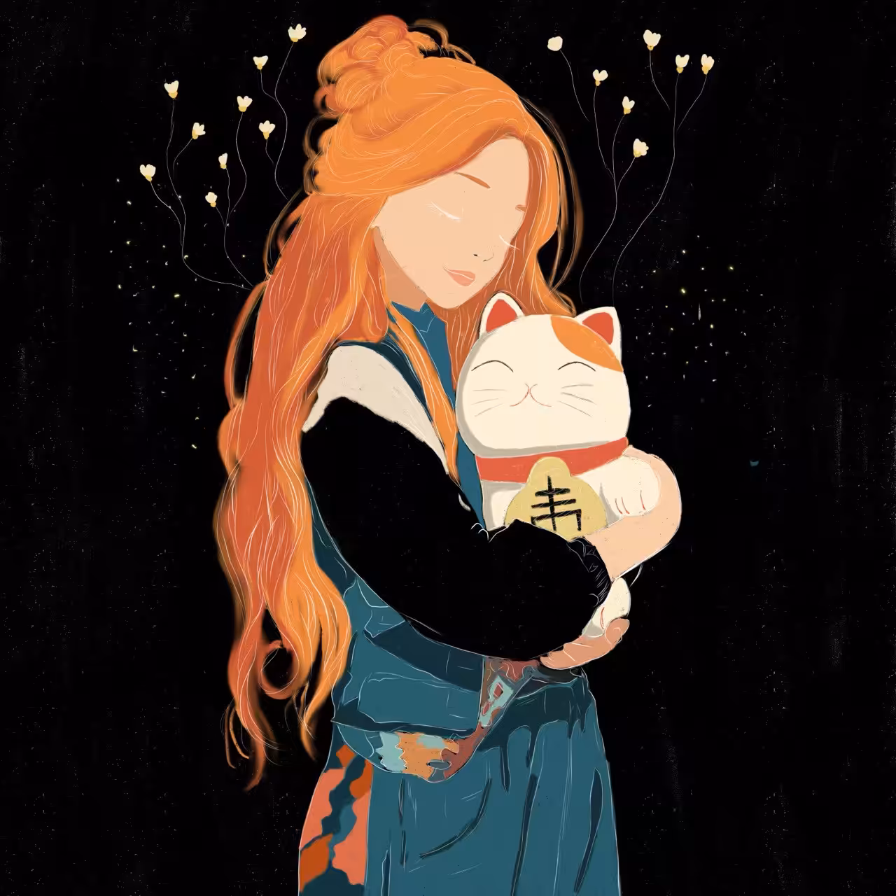 Hugging my maneki neko