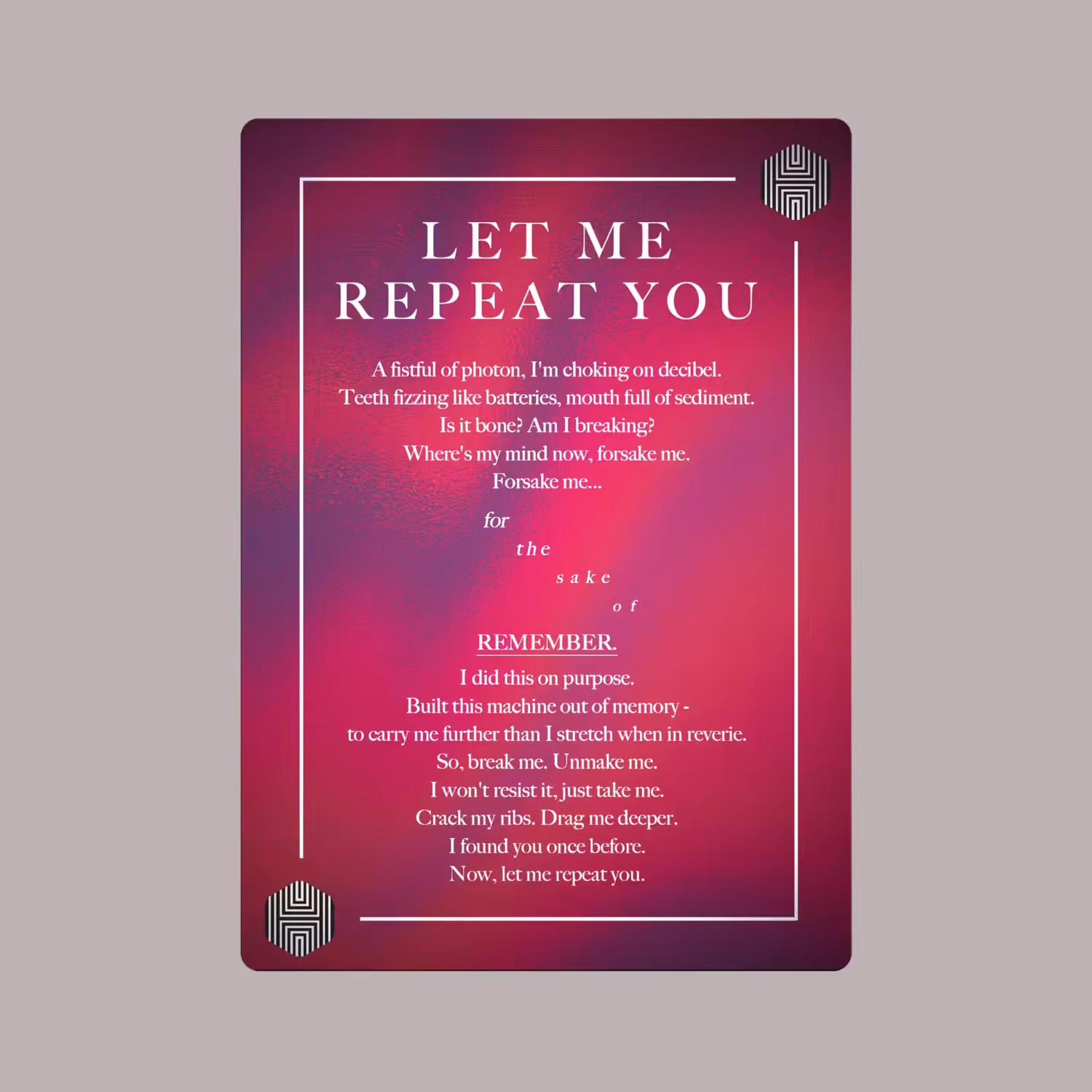 POETRY CARDS VOL 1 | META/VERSE: 040 - LET ME REPEAT YOU