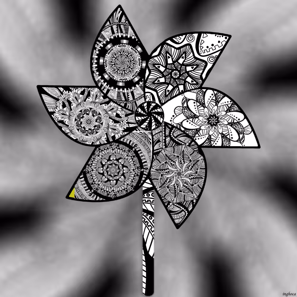Pinwheel #139 black-white mandala collab with reyhaneko.tez