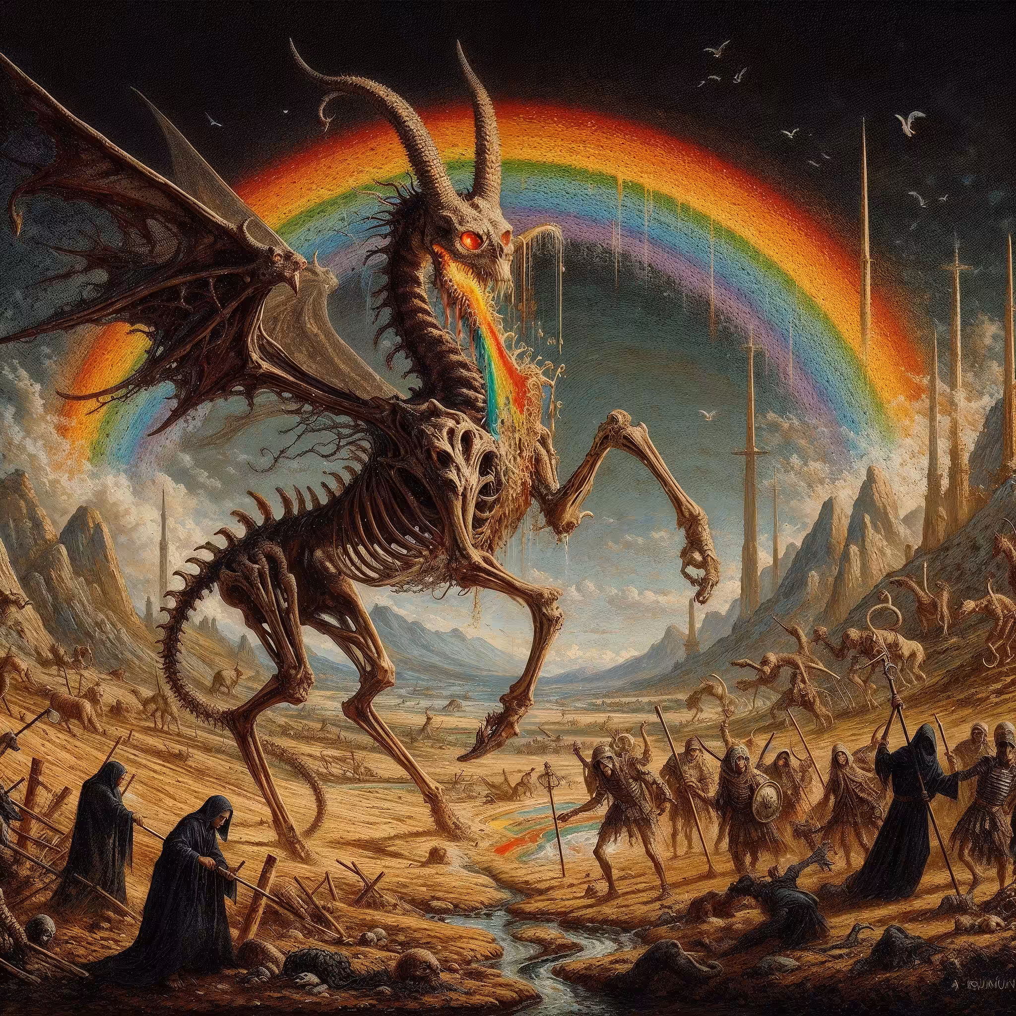 The Abomination of the Rainbow: A Dual-Horned unicorn 