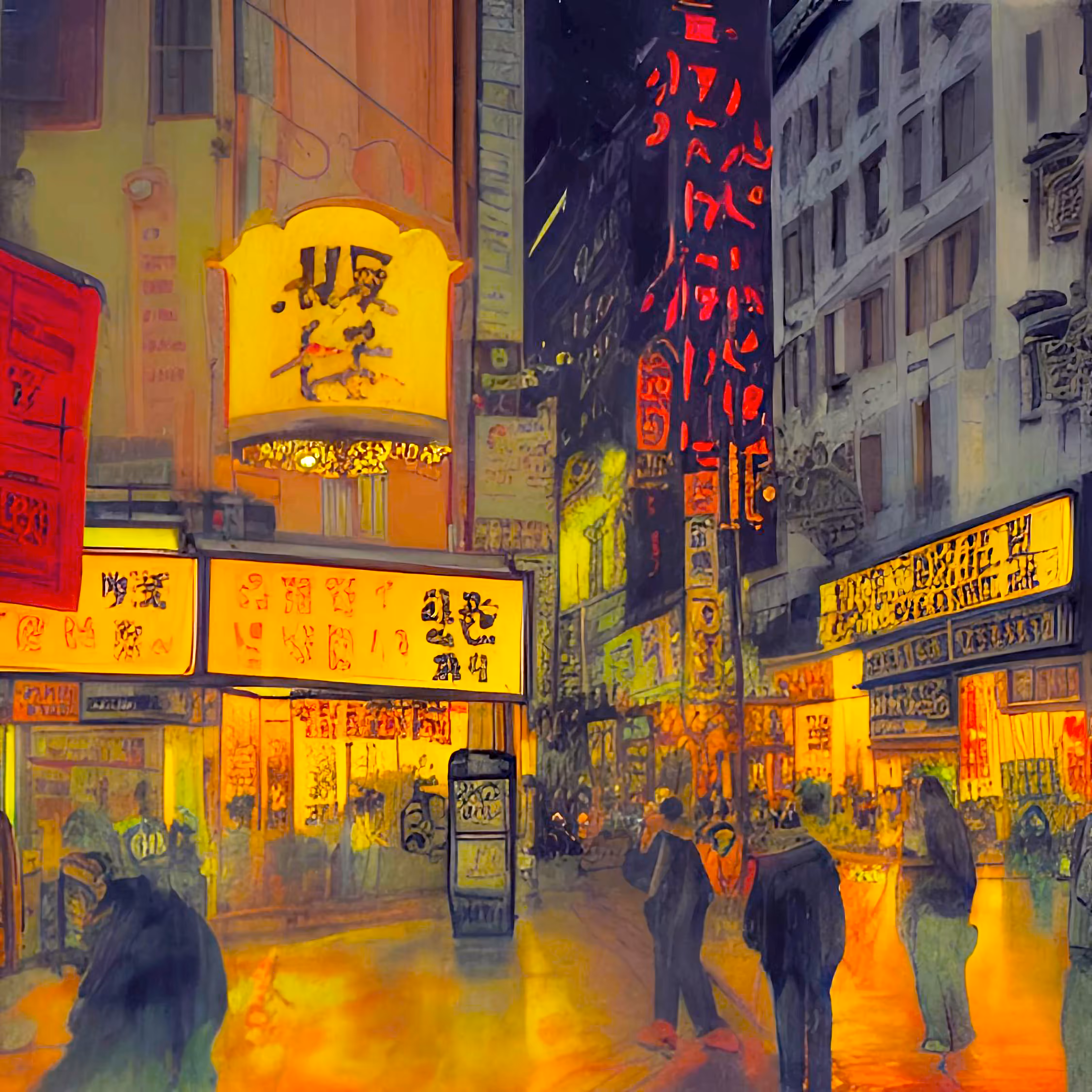 Late Night Hanging Out with Friends in Chinatown
