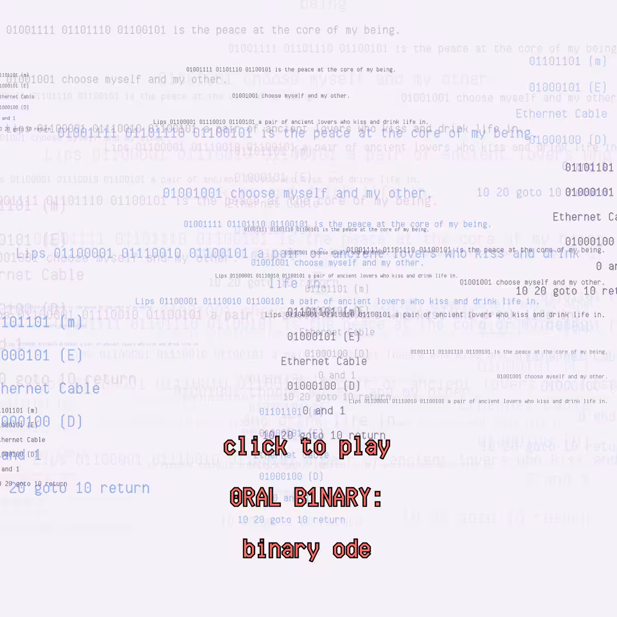 0RAL B1NARY: “BINARY ODE” #186