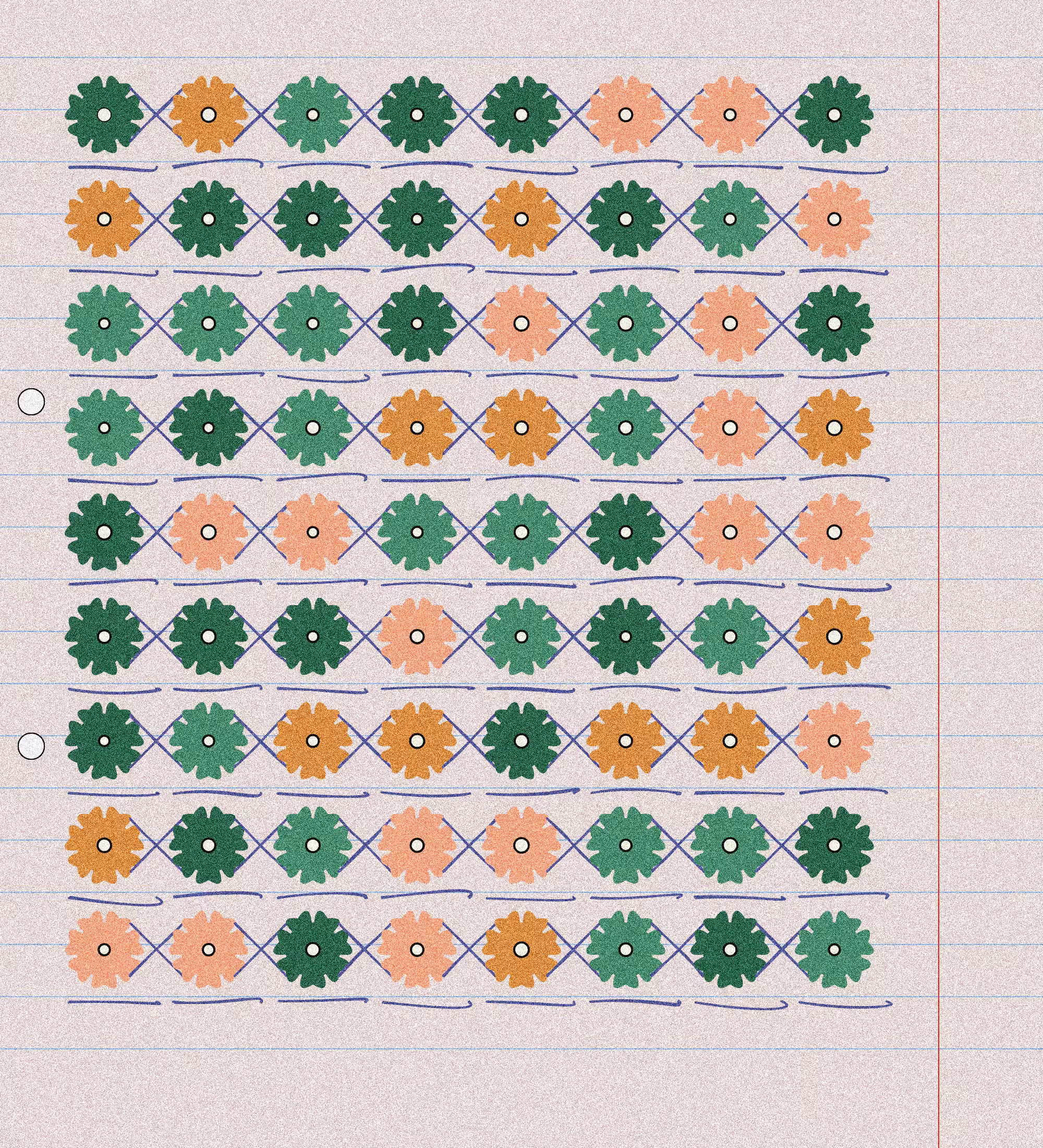 sketchbook page 10: first flowers #6
