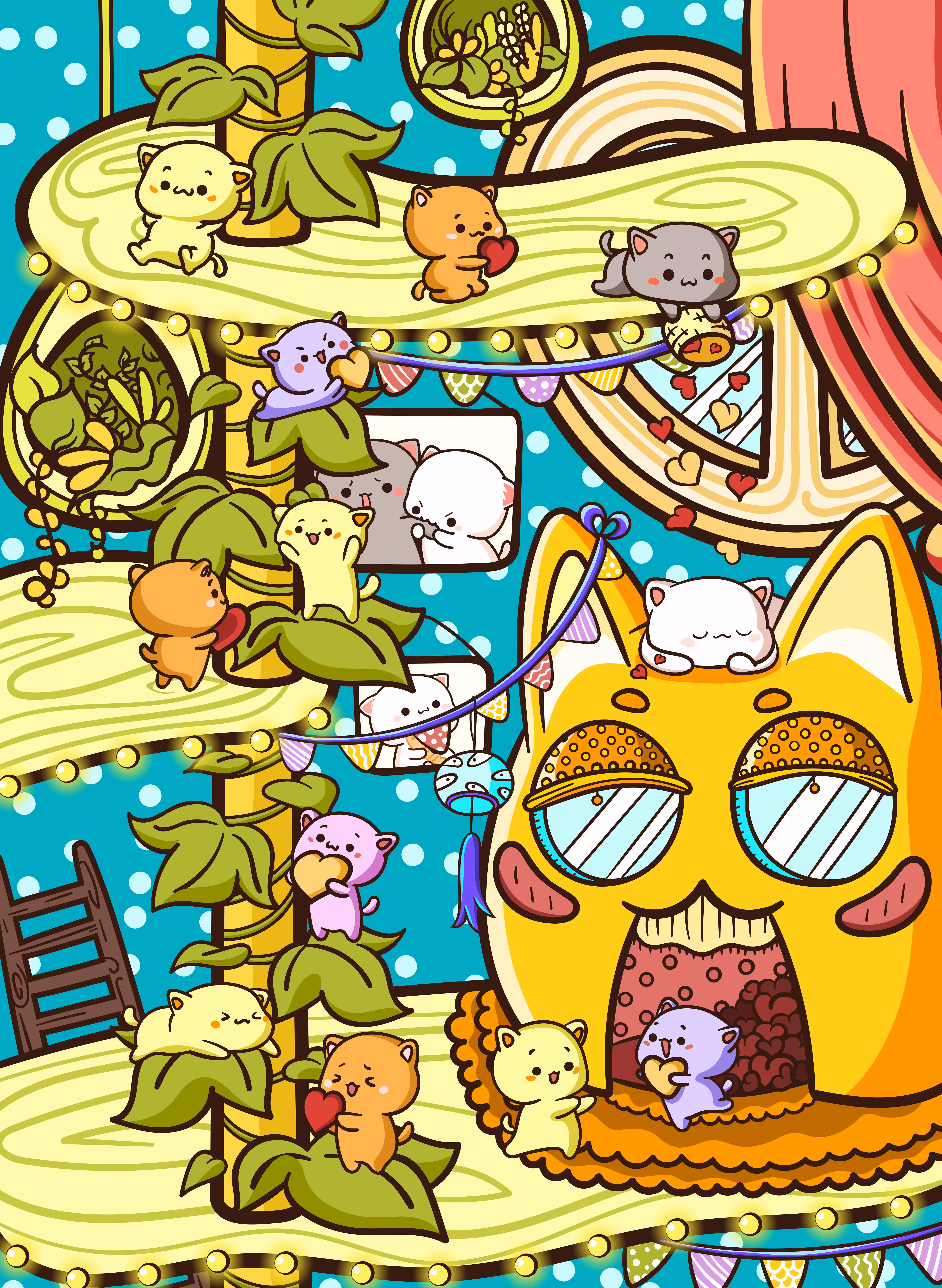 Friendly Mochi cats.