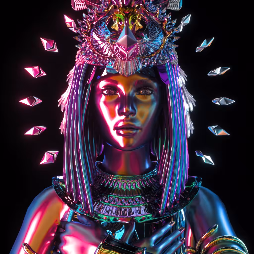 Digital Neonpunk CryptoGod - The Nefertiti