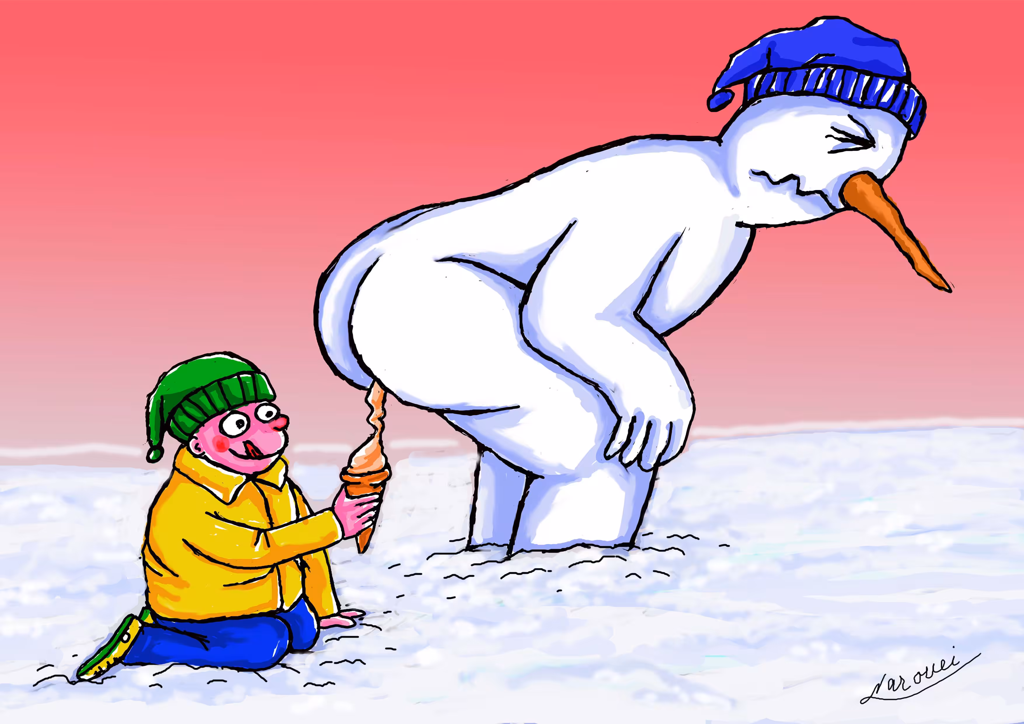 A snowman makes ice cream🤣