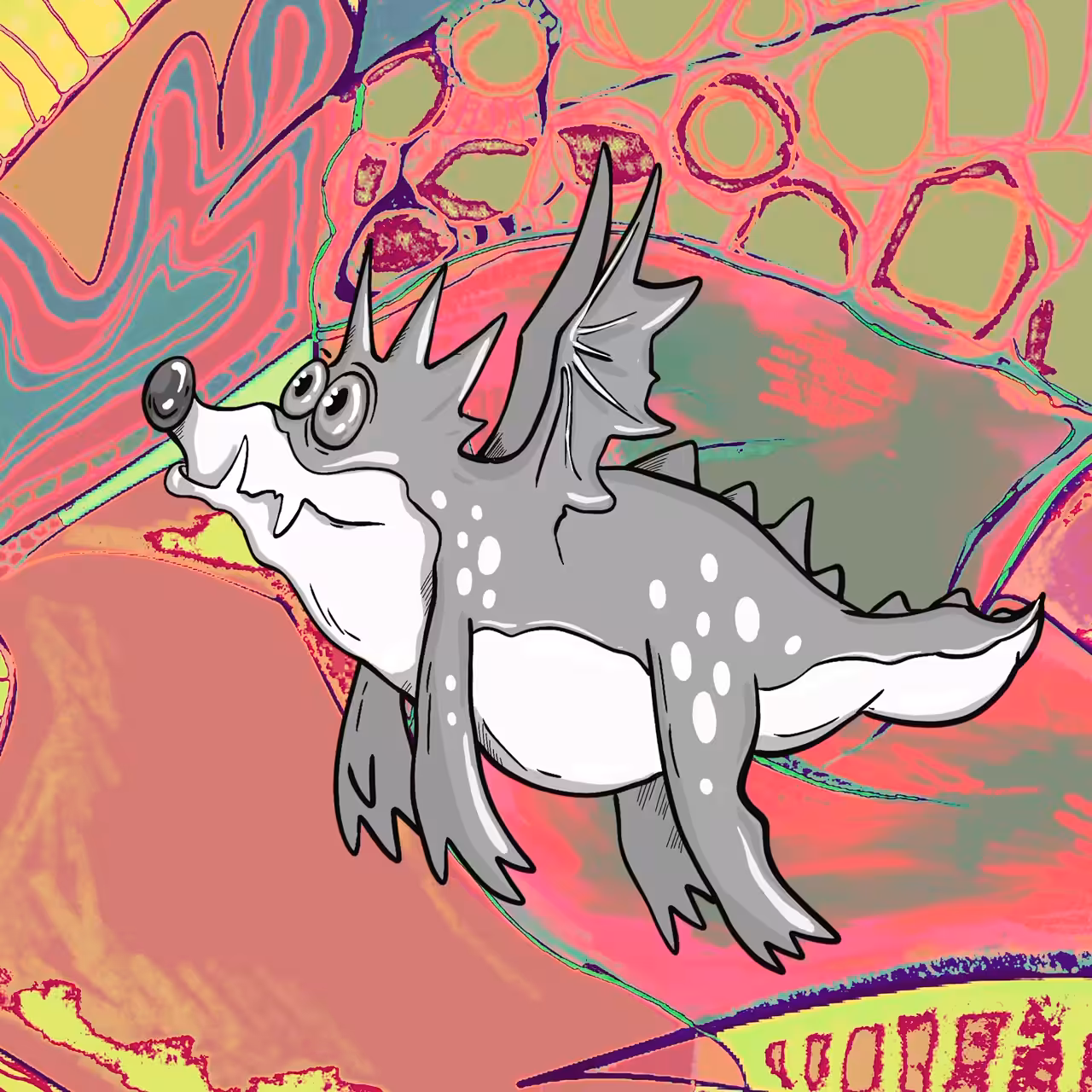 Happy grey dragon