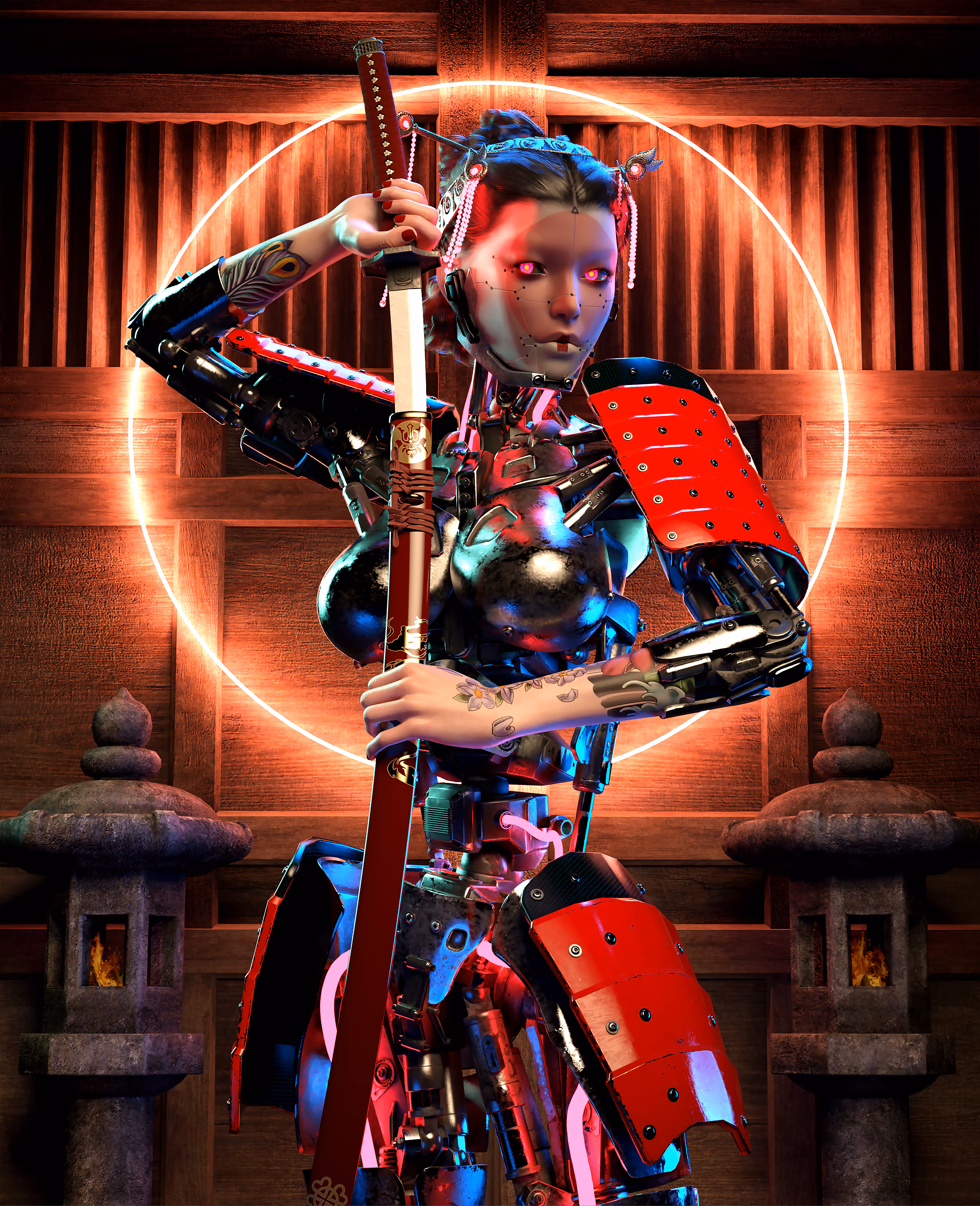 Cyborg Samurai Geisha