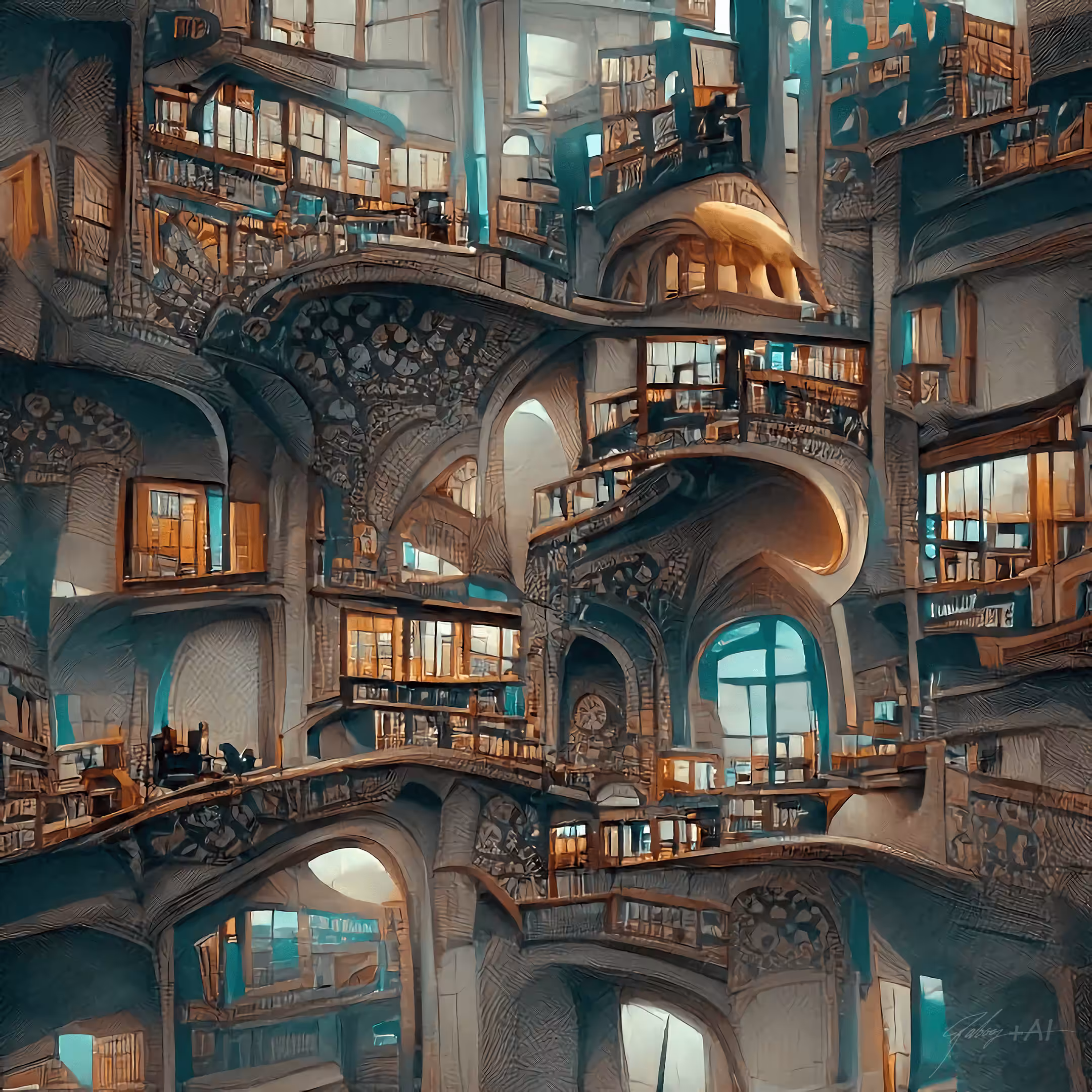 4 dimensional Art Nouveau library