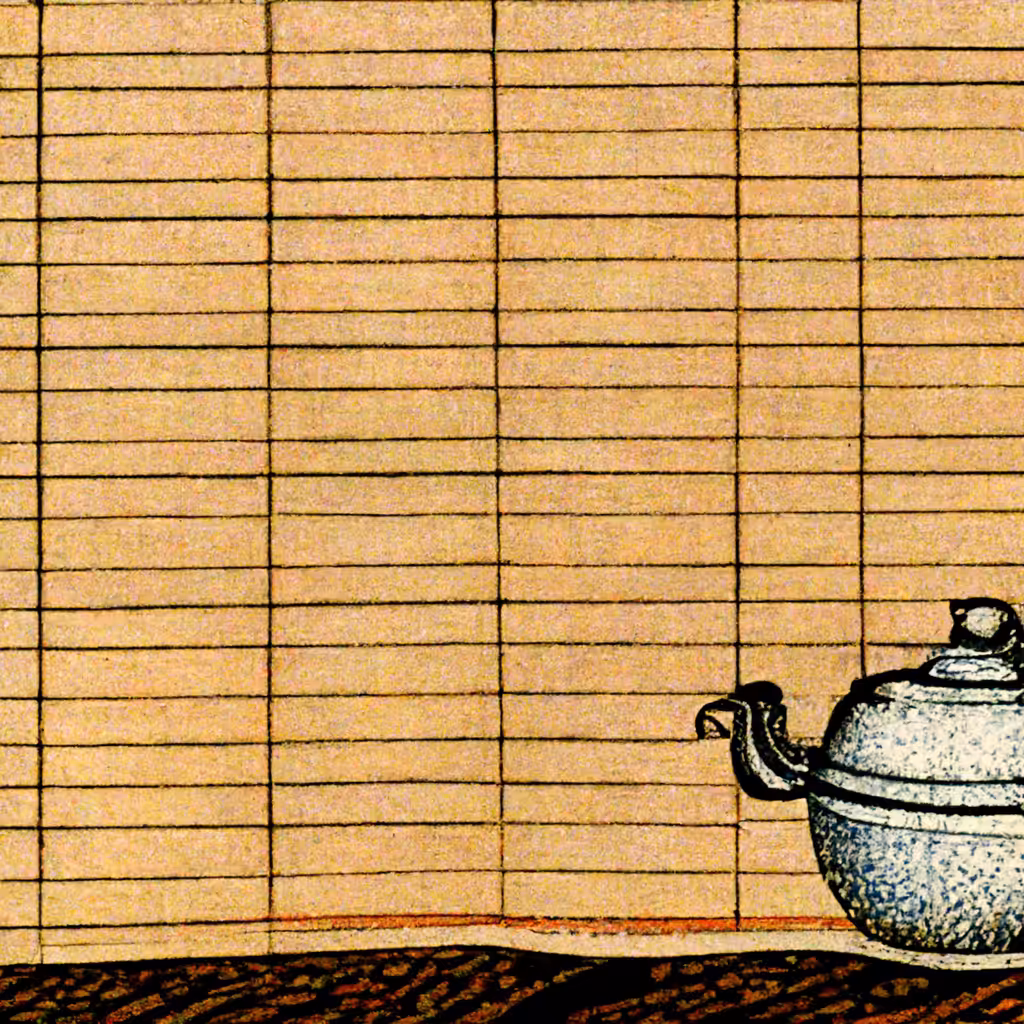 a teapot and a shōji (障子)