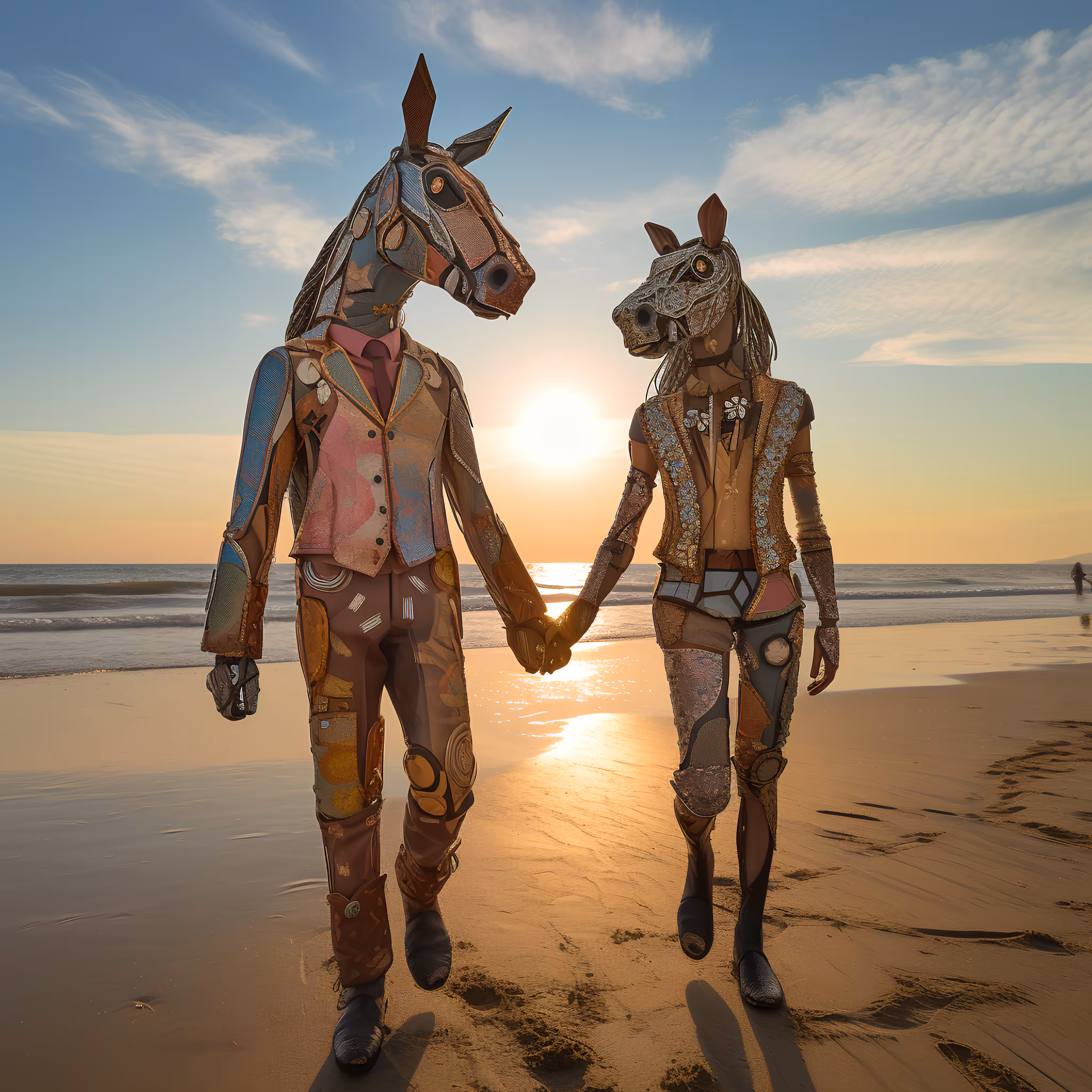 Horse Sunset Couple