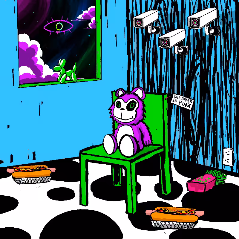 pink chair in the blue room #7