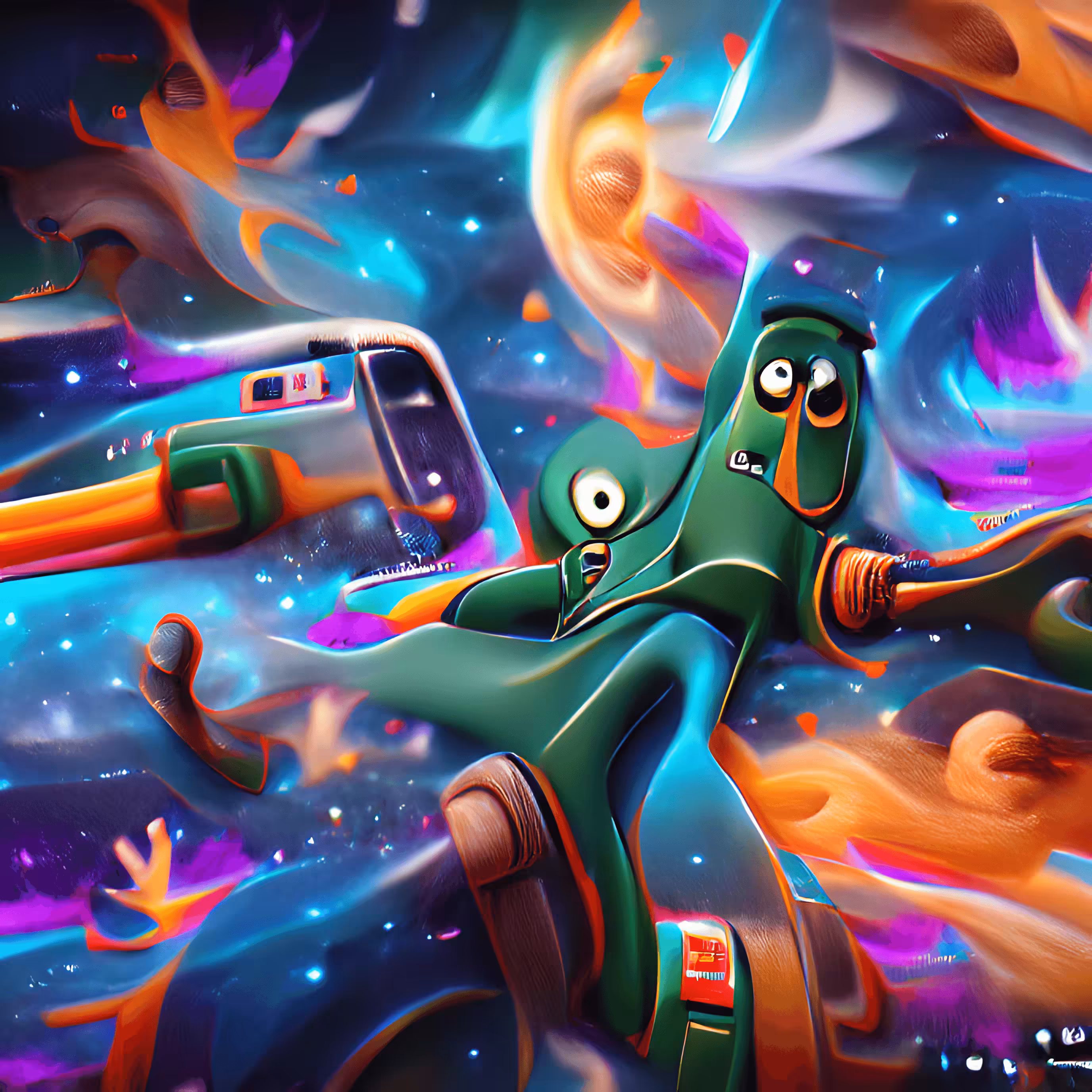 Gumby Traveling Through the Space-Time Continuum to Save the Universe