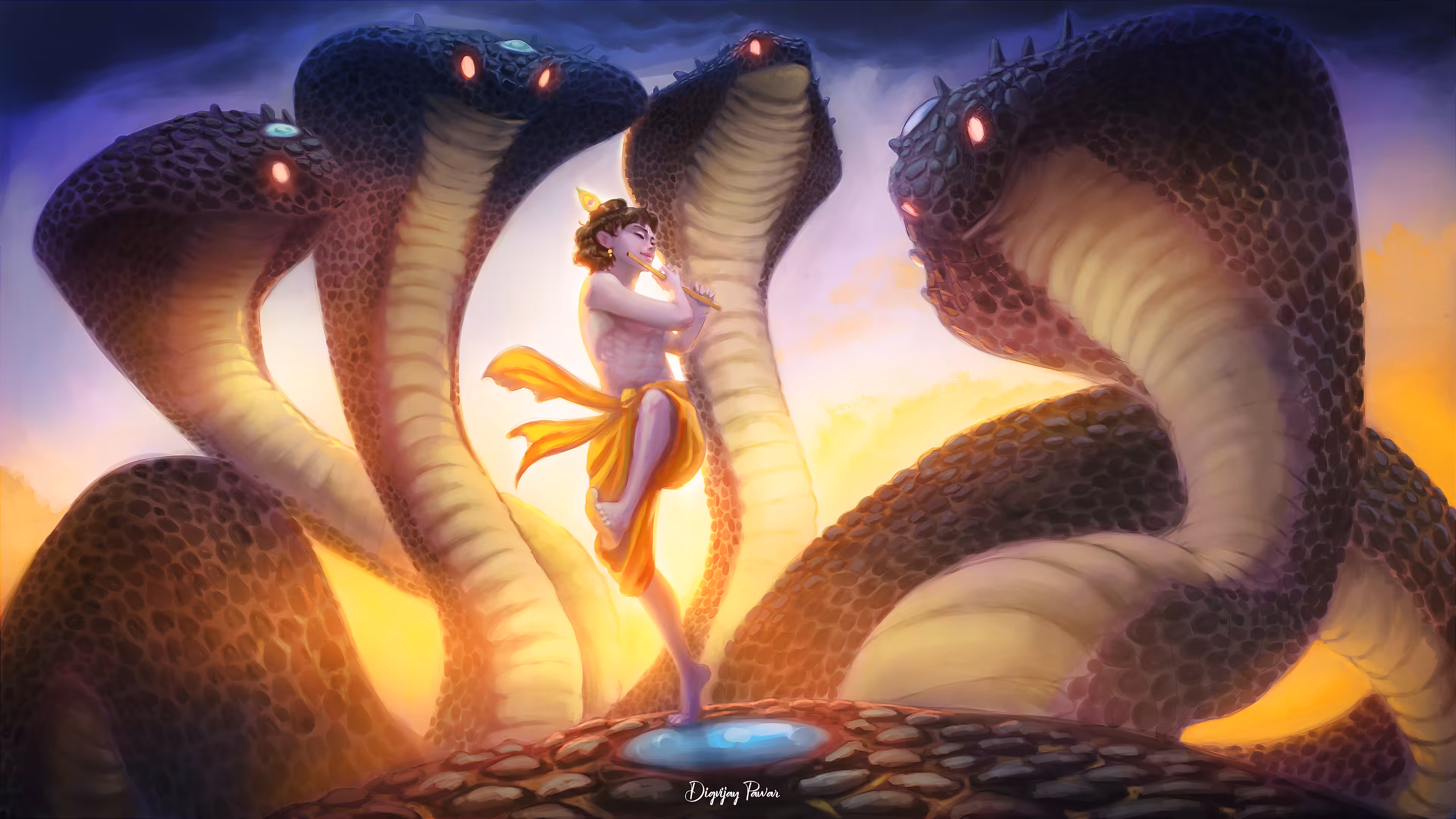 Lord Krishna Nrutya over Kaliya