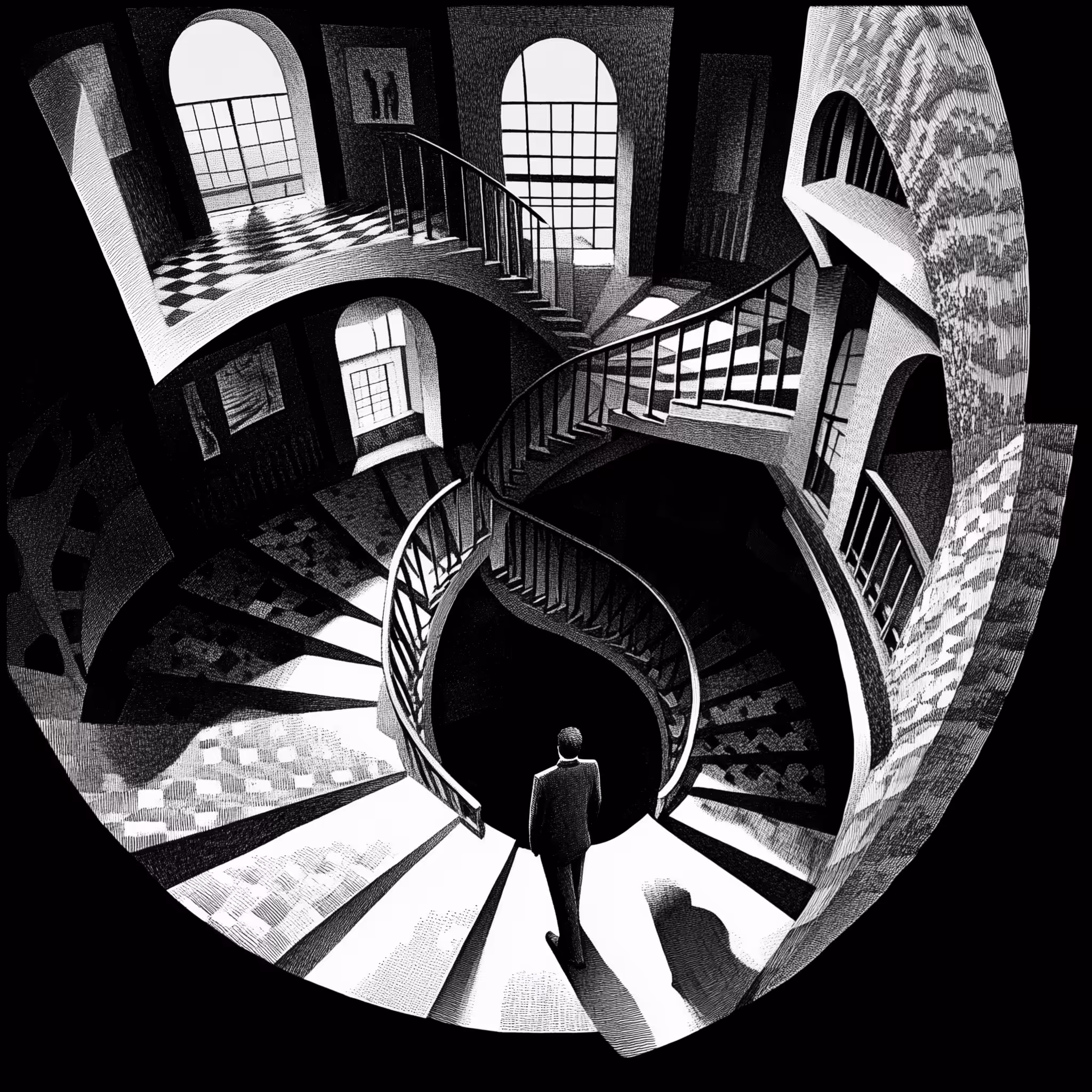 MC Escher Noir Study 3