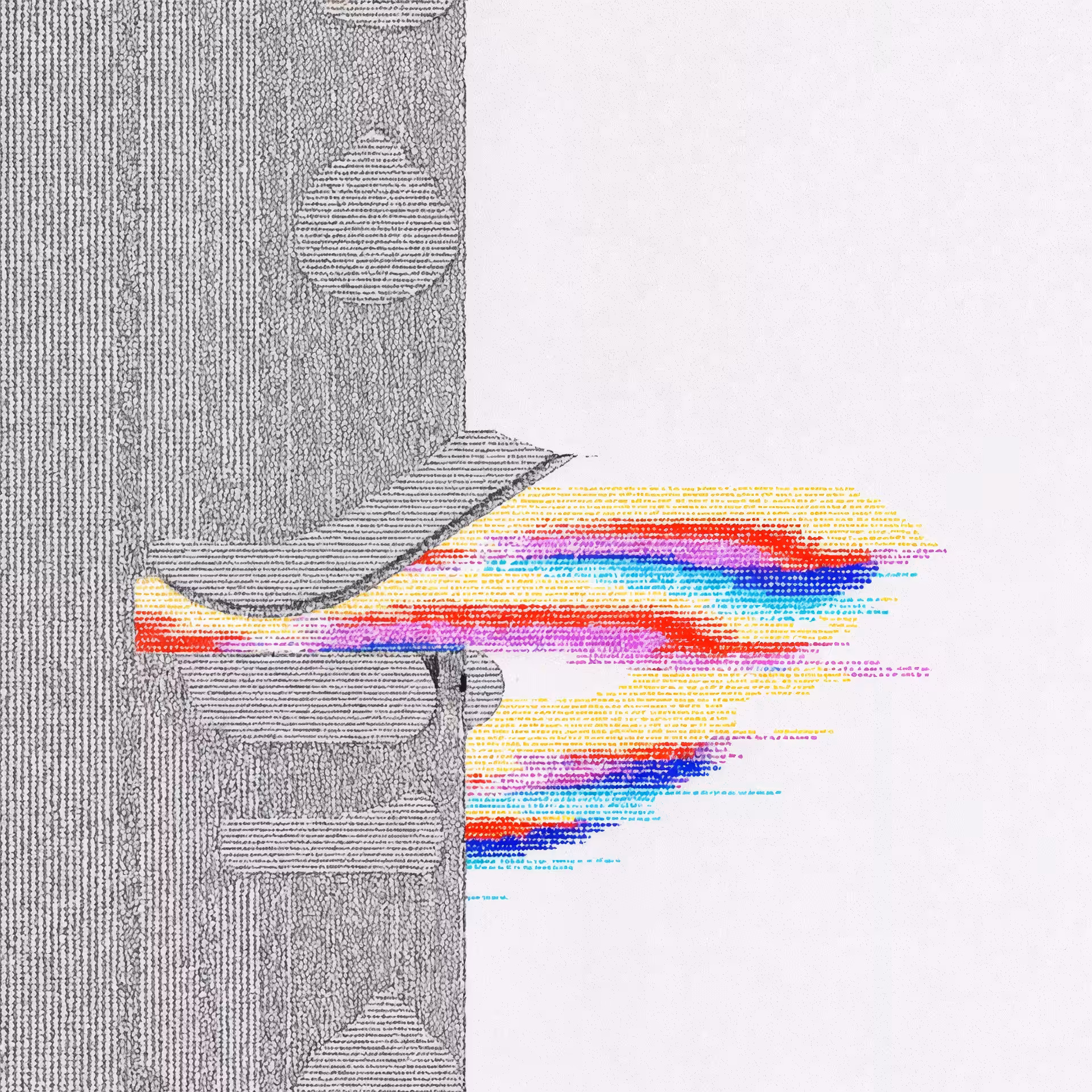 letters surrender their order to the escape of colors