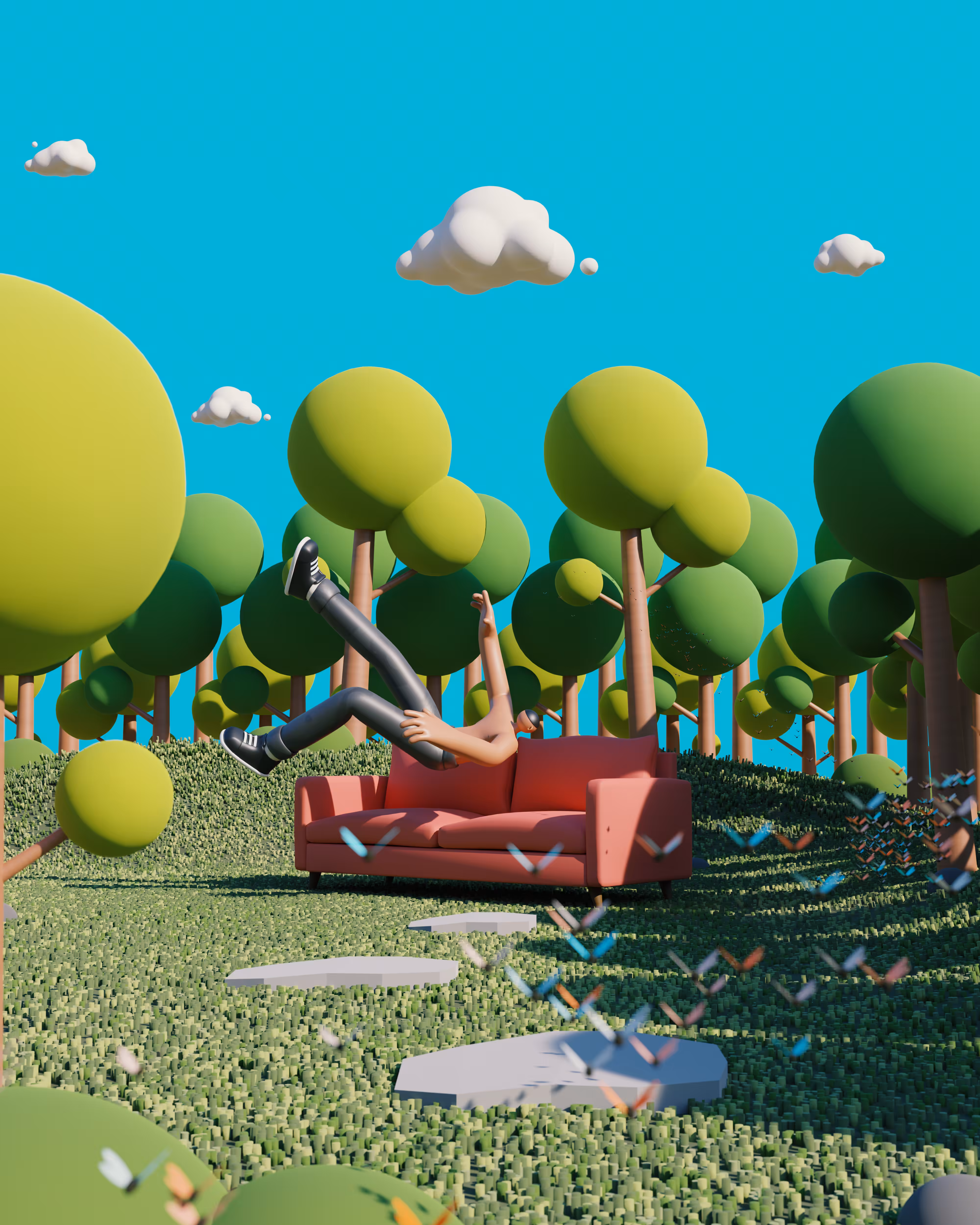 Touching grass