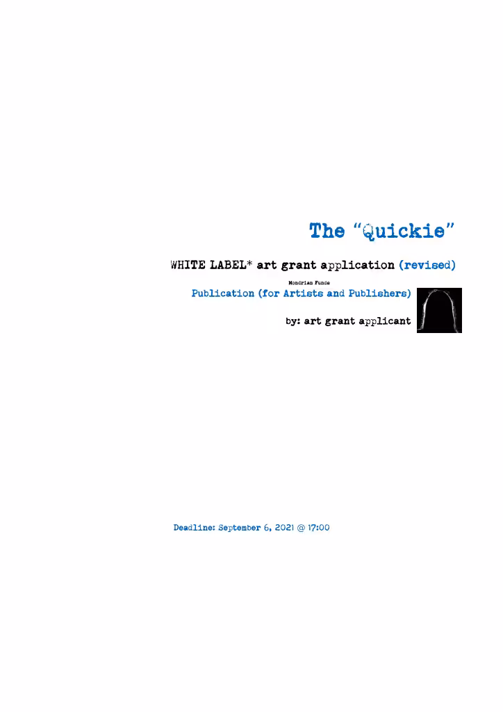 .21 art grant application HARDCOVER "THE QUICKIE" conceptual art by art grant applicant
