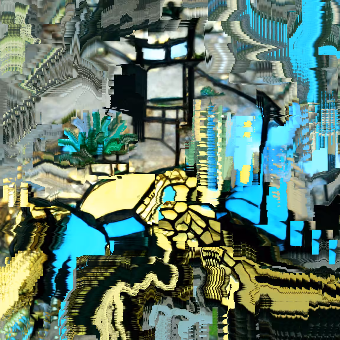 Glitched Garden 2, Golden Stone Pathway Melt