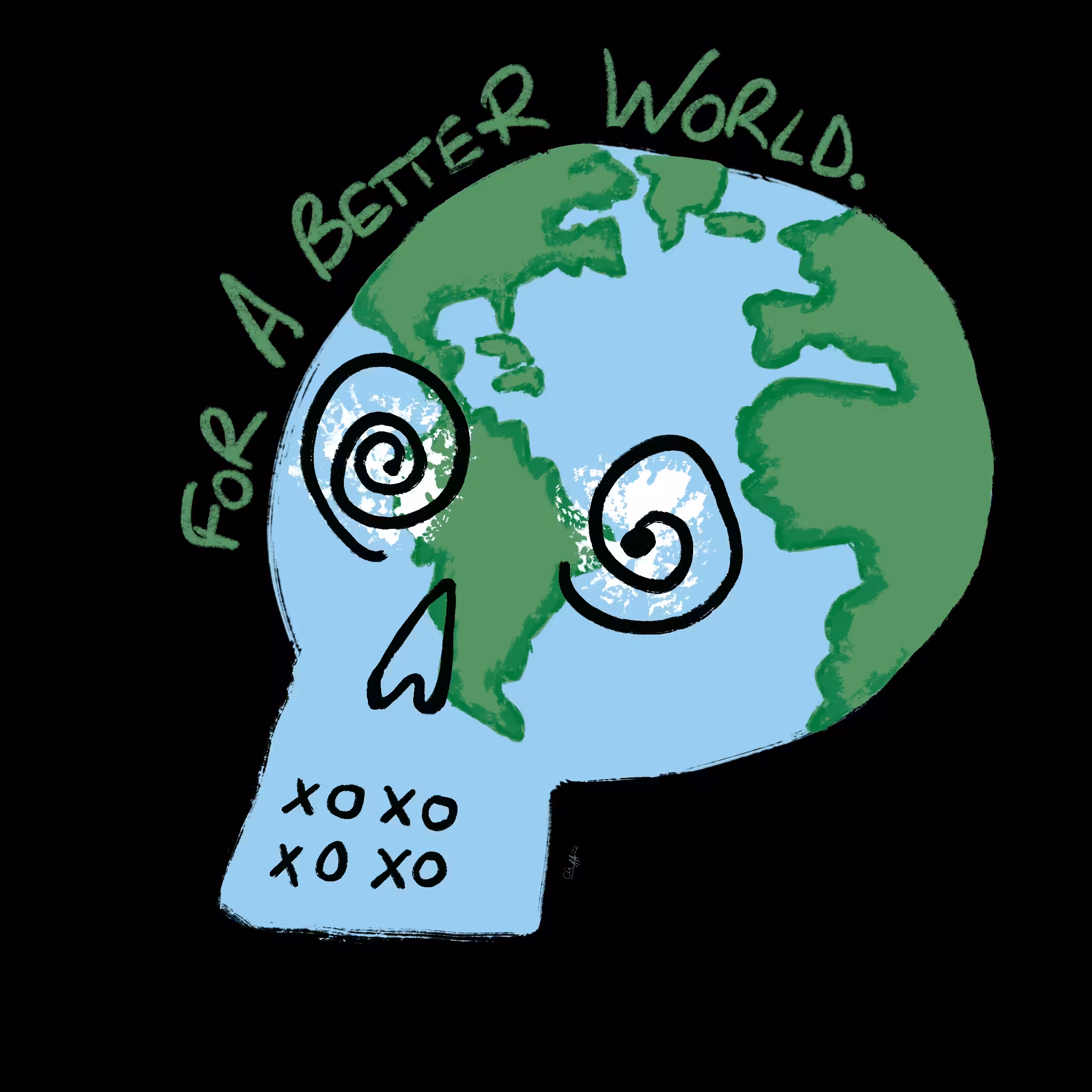 "FOR A BETTER WORLD" - World Skull ArtWork
