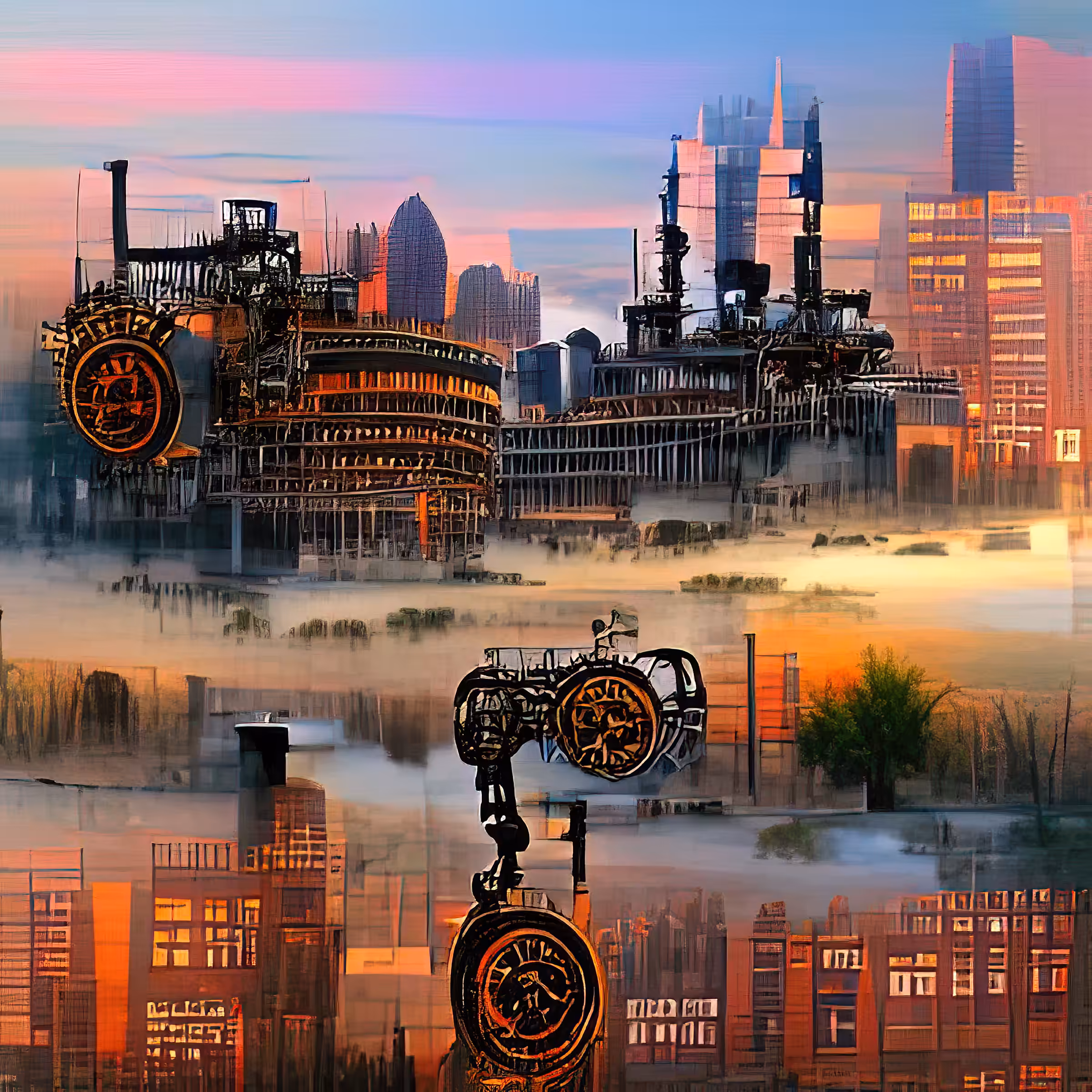 cyber steampunk city dawn U05hWZ2VfOSDtkY3cefa