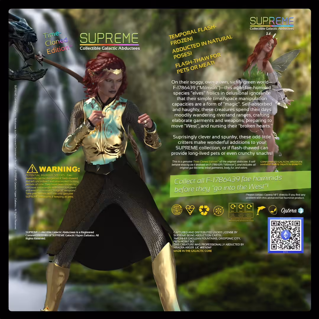 Galactic Abductees • Series 02 • Woodland Fae-Hominids of Milmion • #01 - Pyria Adrona Time-Cloned Edition® • Limited 100 PCS