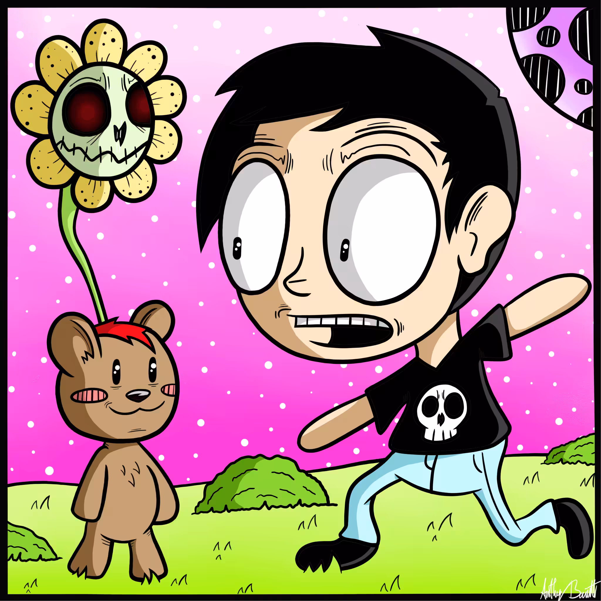 boy and teddy bear monster