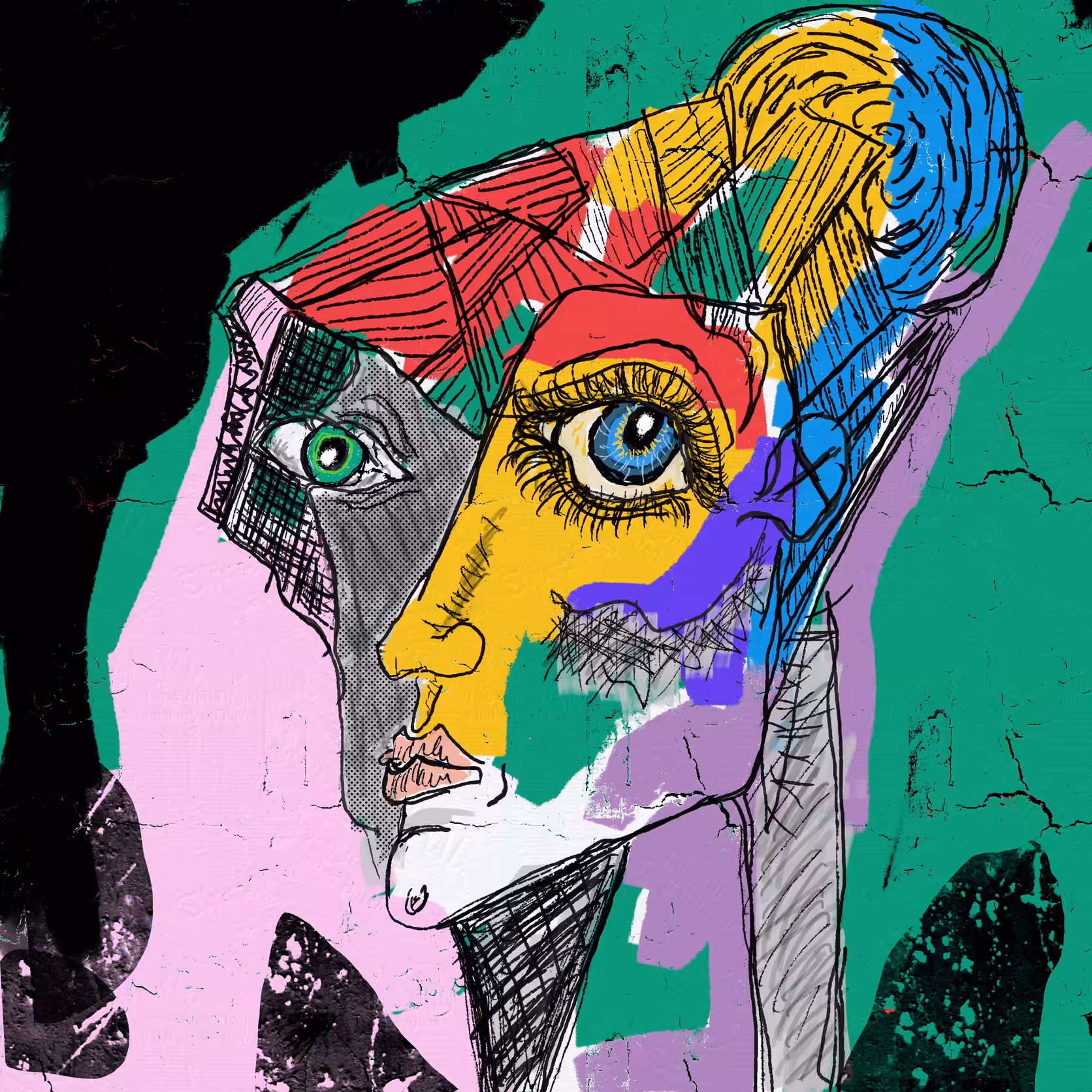 Woman Cracking in Colors