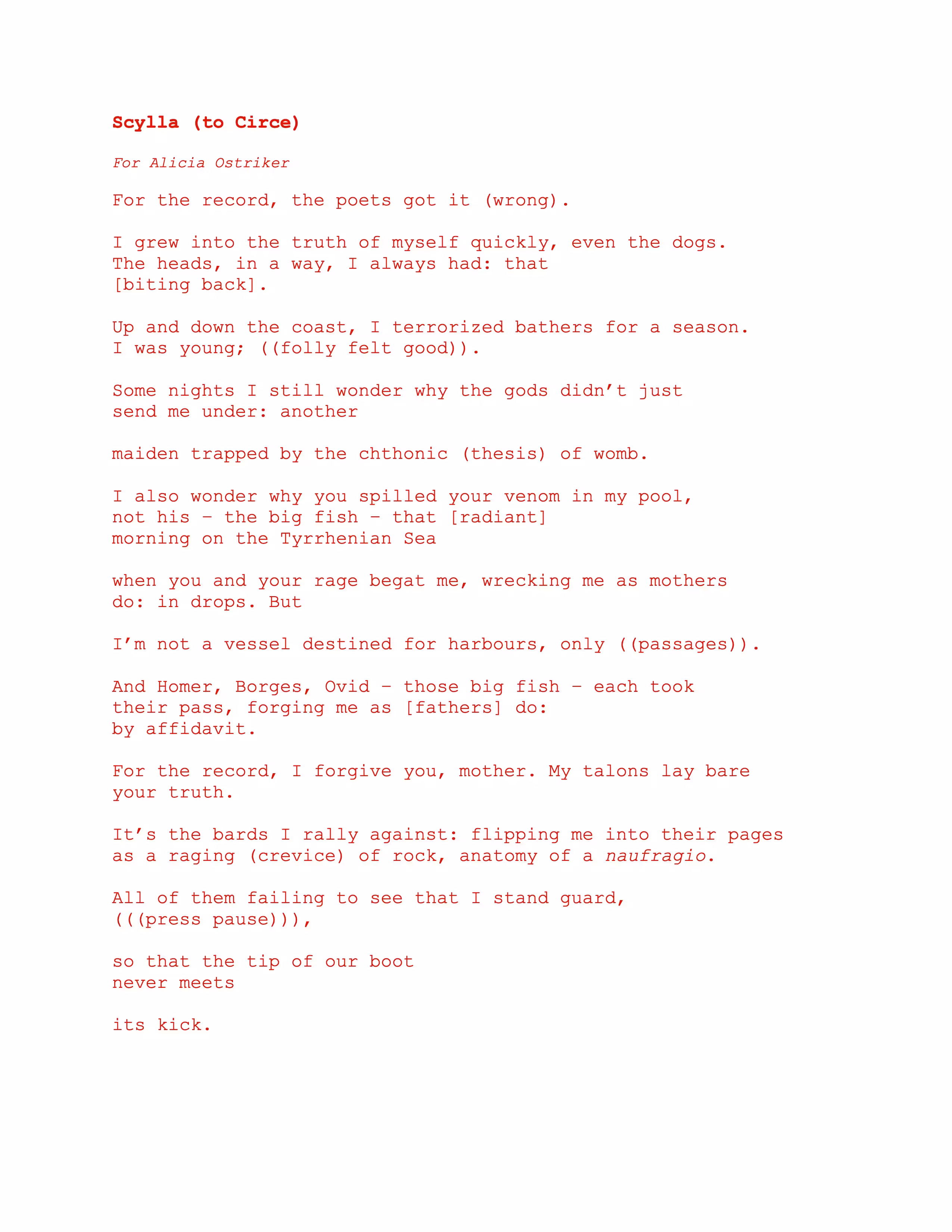 Syclla Poem by Ana María Caballero
