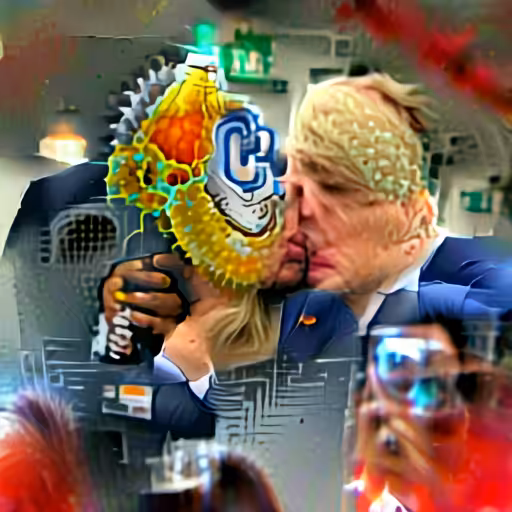 "Cyborgis Johnson Kissing The Coronavirus"
