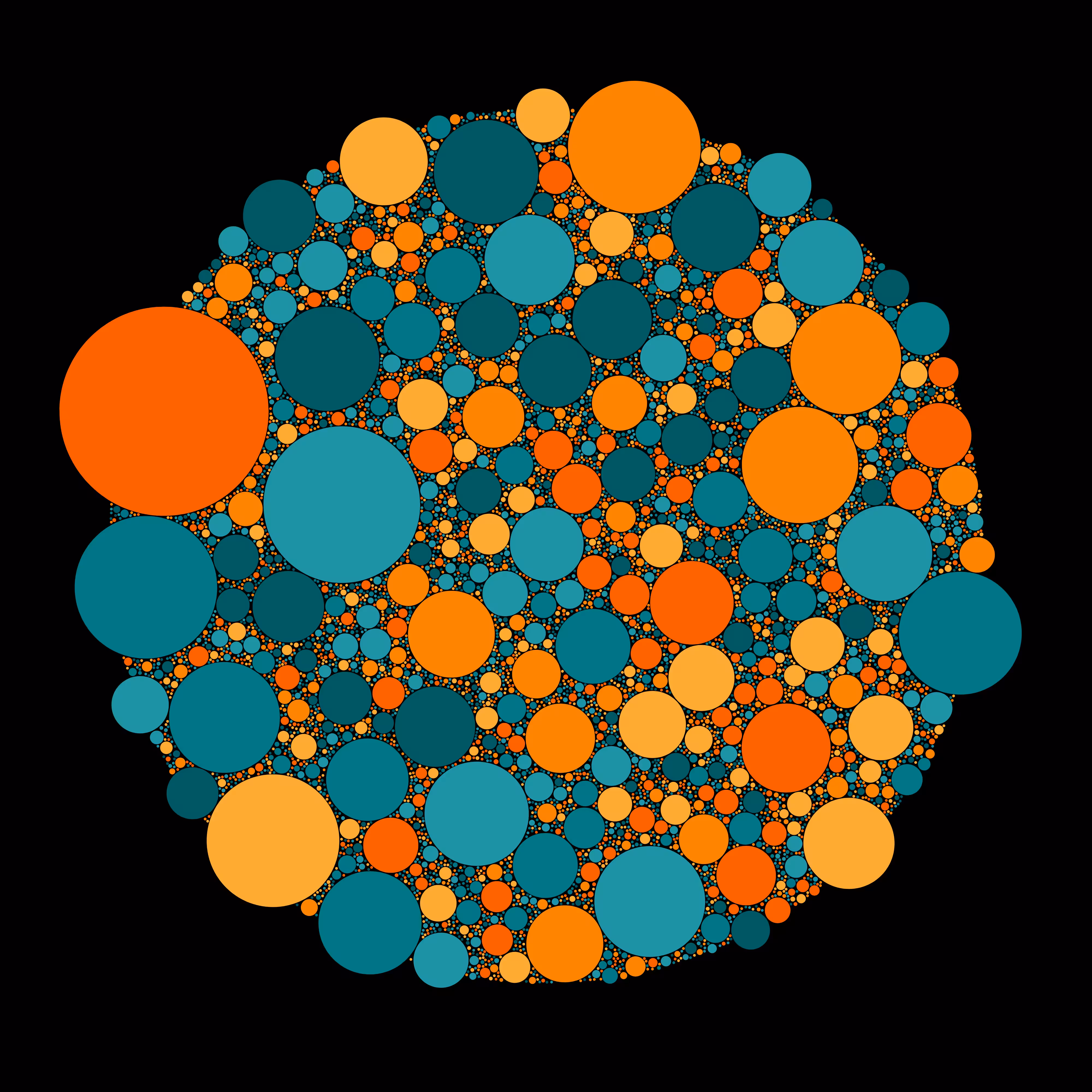 Circle Packing Teal and Orange