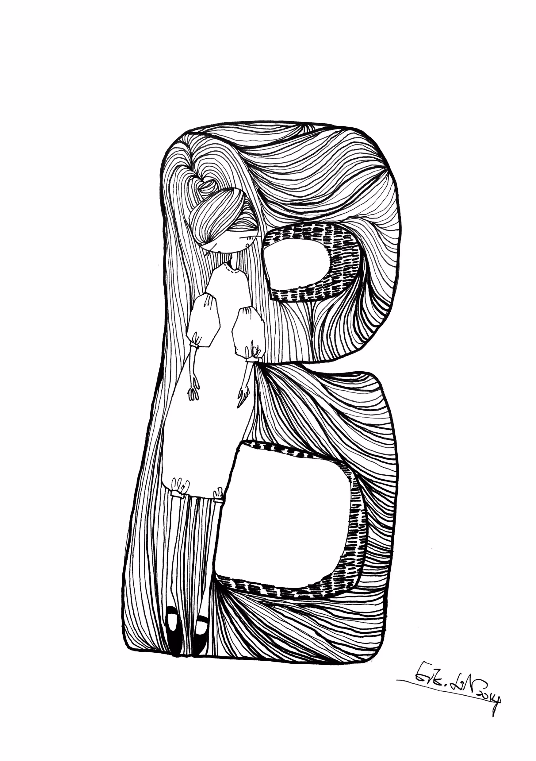 The girl who worries about writing_ Letter B