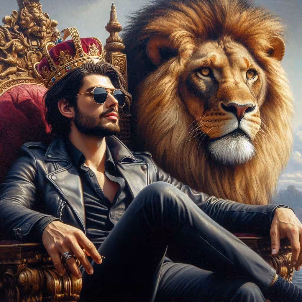 King Mike with a lion