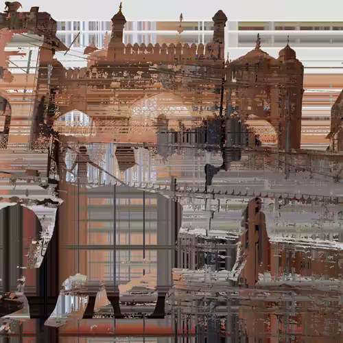 Scenario con vacca e moschea a Varanasi Glitch #11