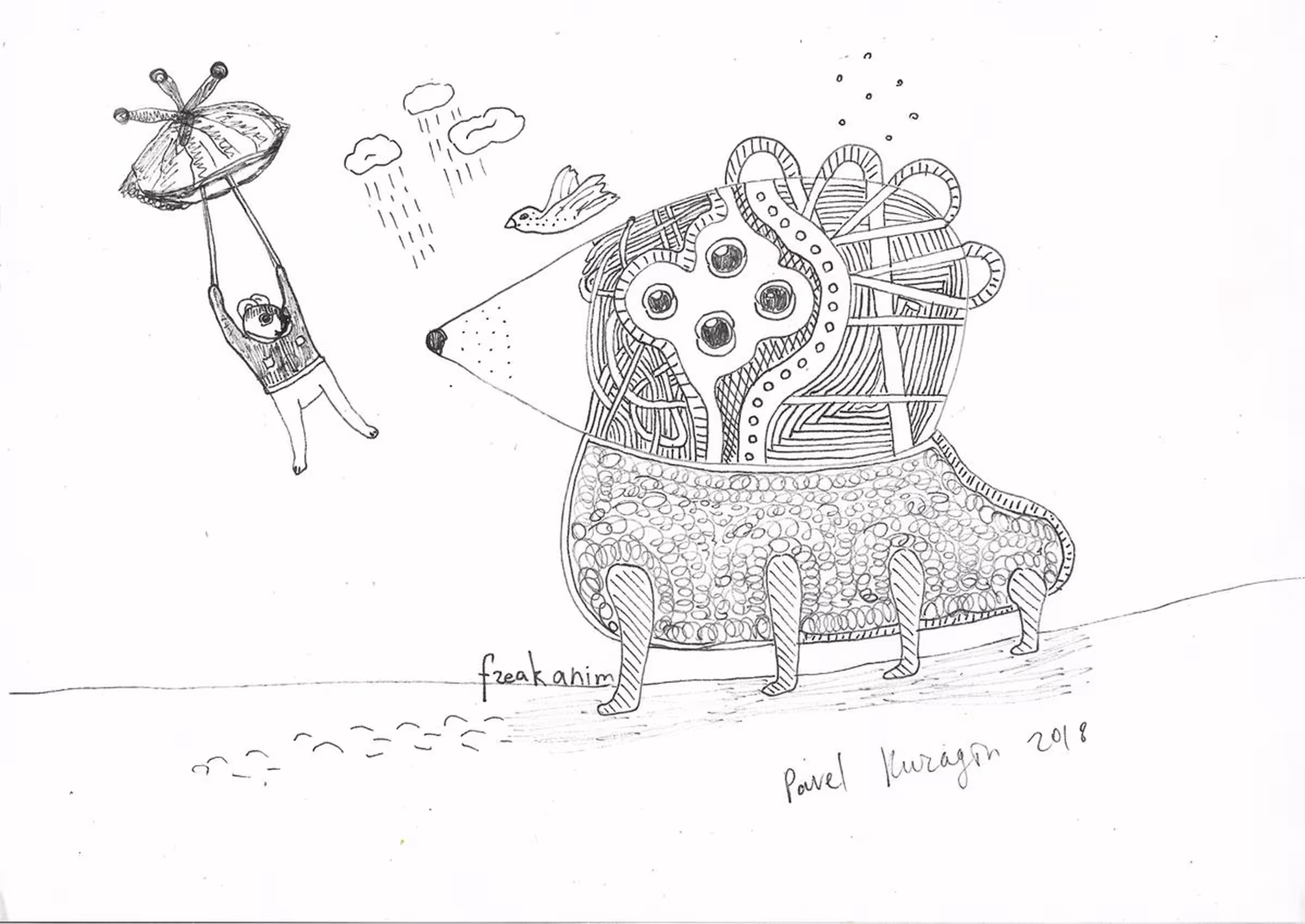 Freak animal and paratrooper