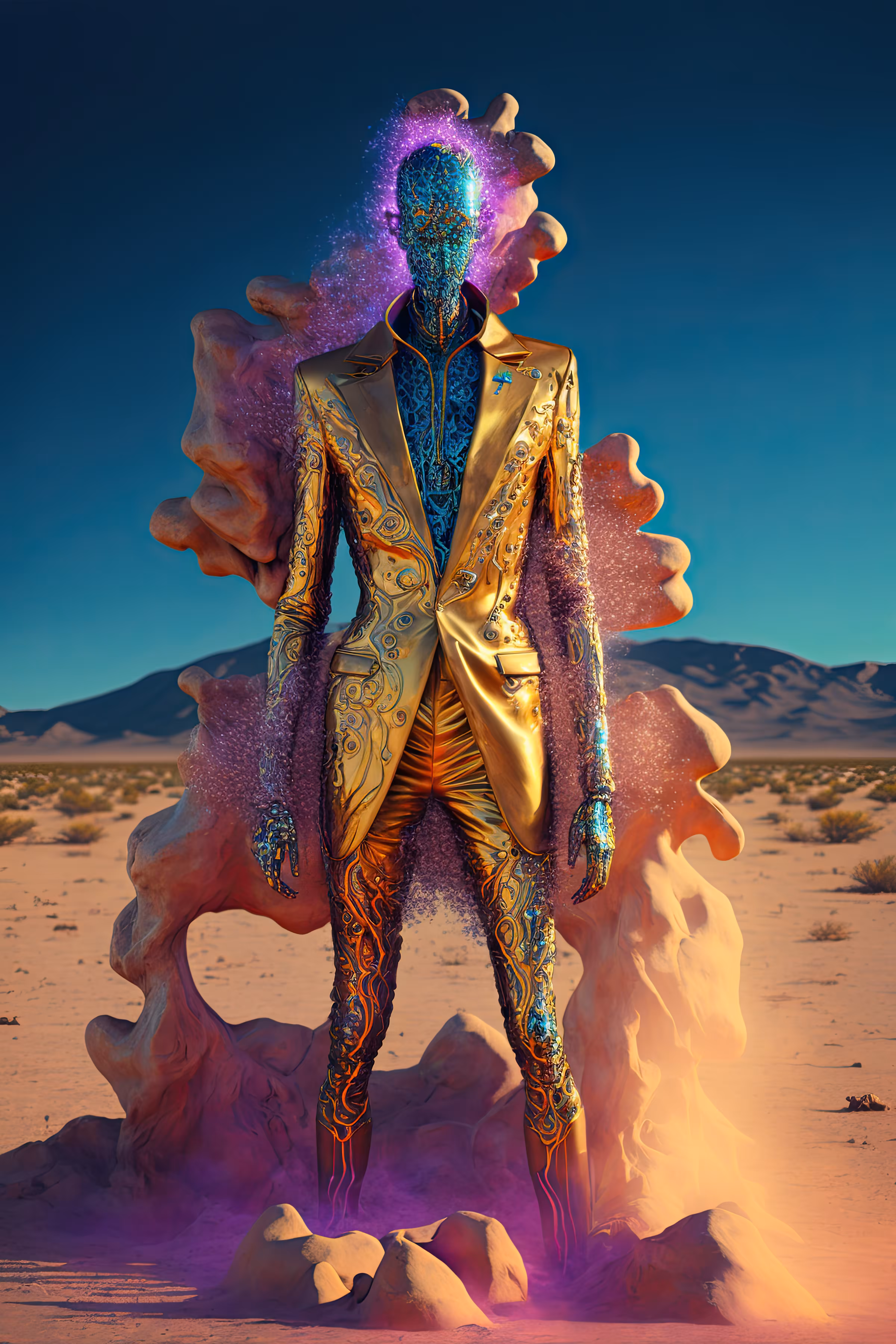 //// Alchemic Gold Blazer with Turquoise Details ////