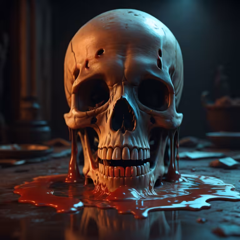 Diverse: Skull immersed in blood