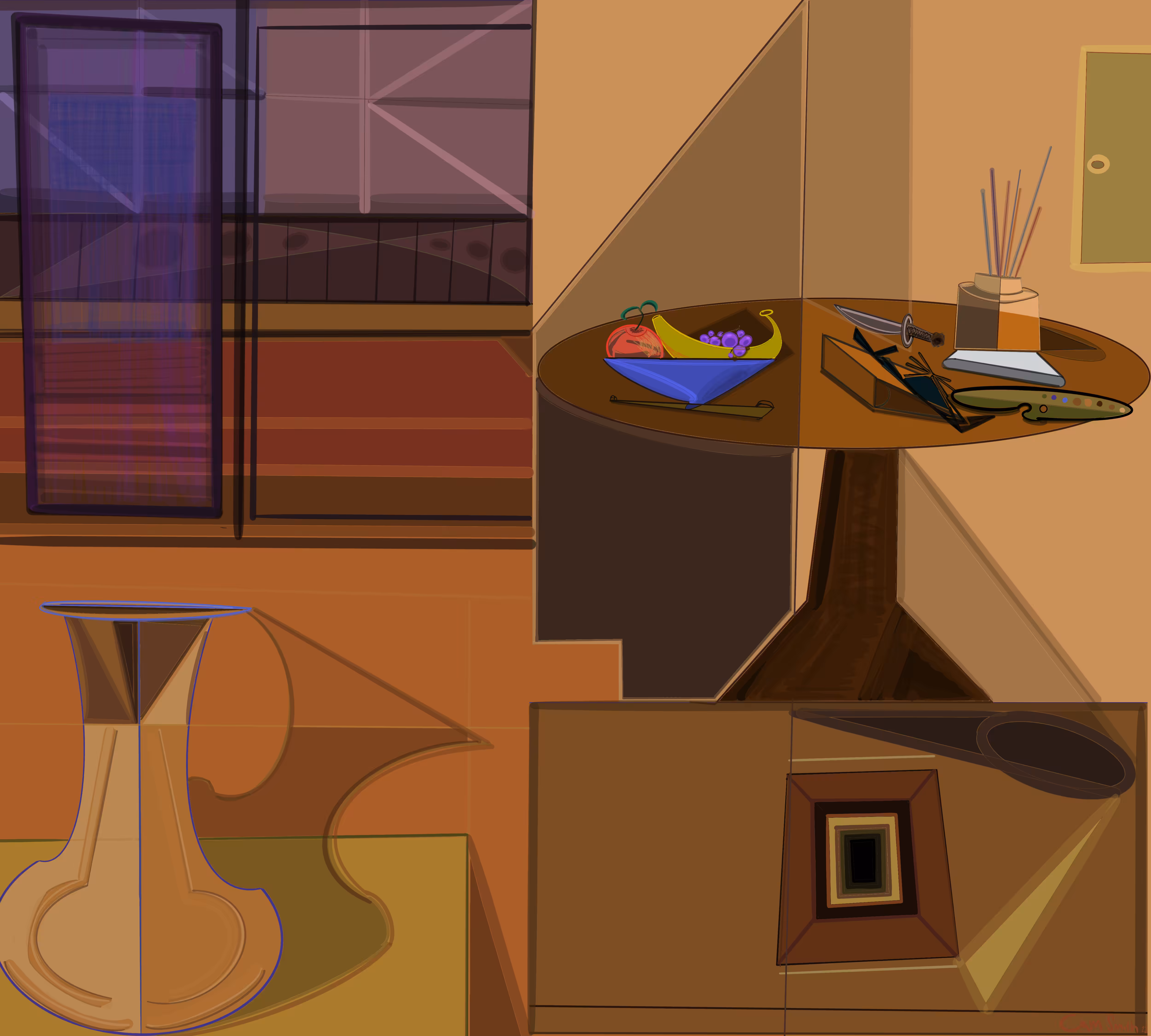 Still Life with Fruit Bowl, Knife and Palette