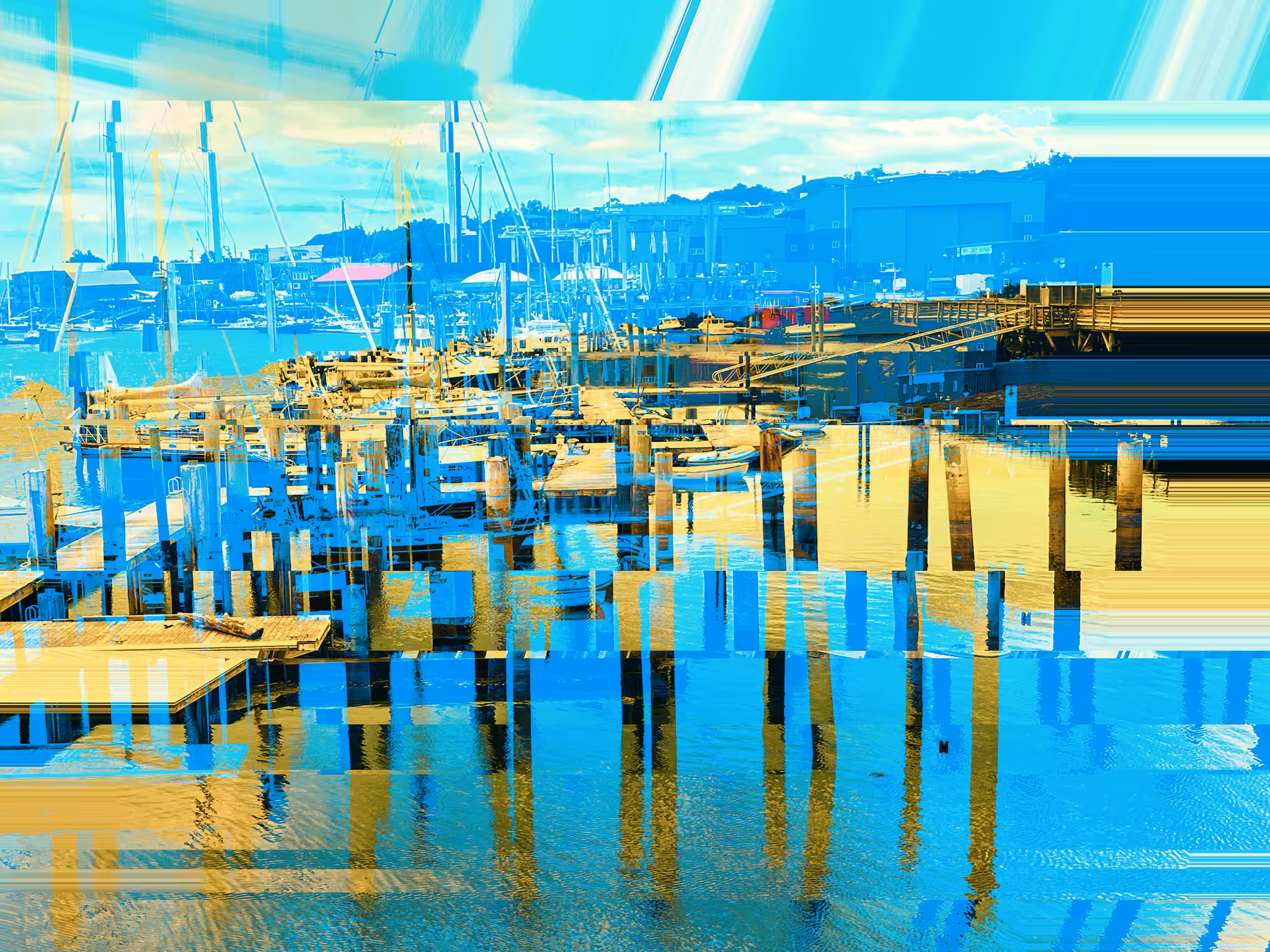 docks boats ocean sky