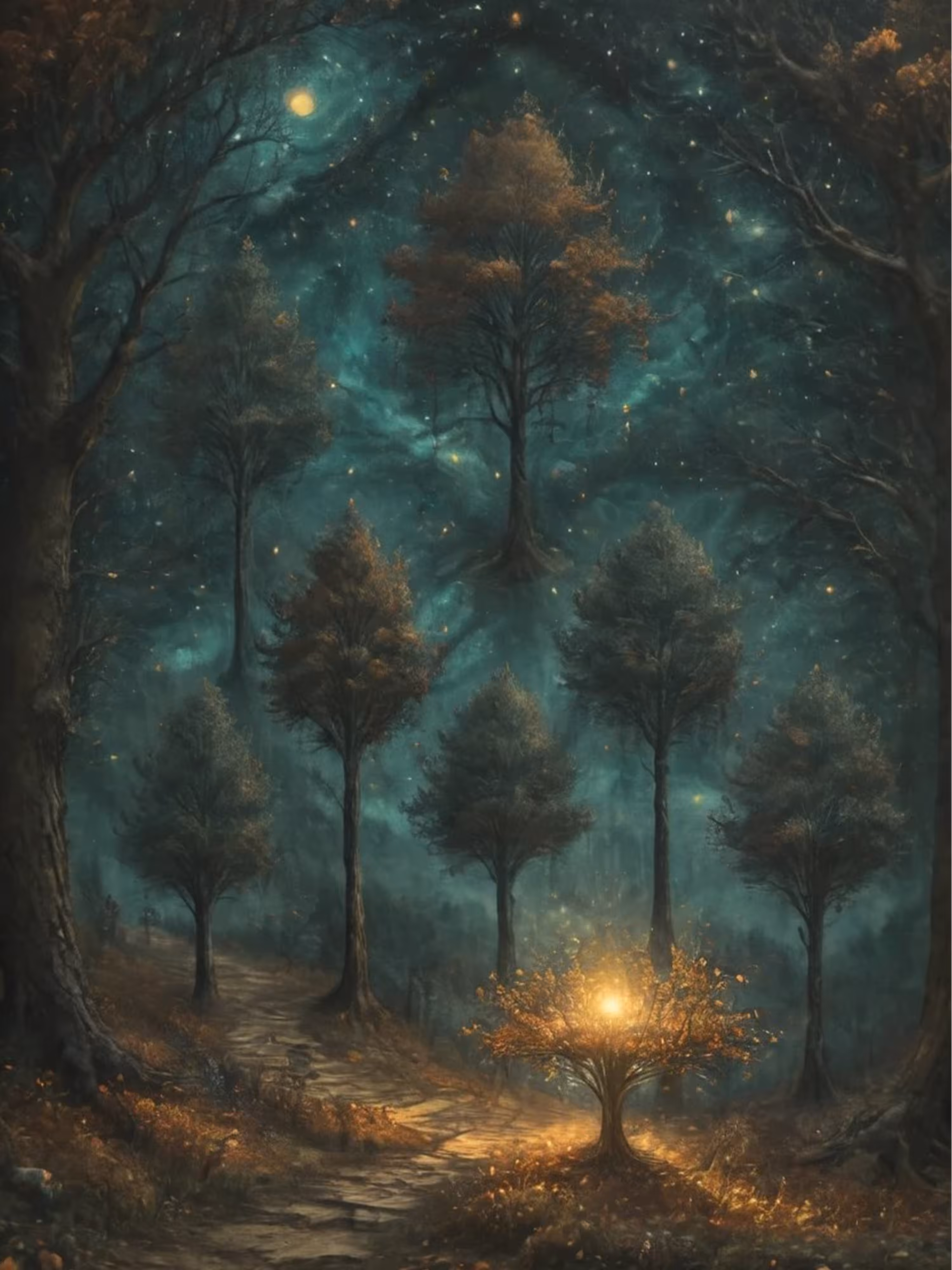beautiful night forest