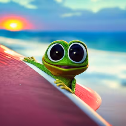 Smol Pepe at the beach.