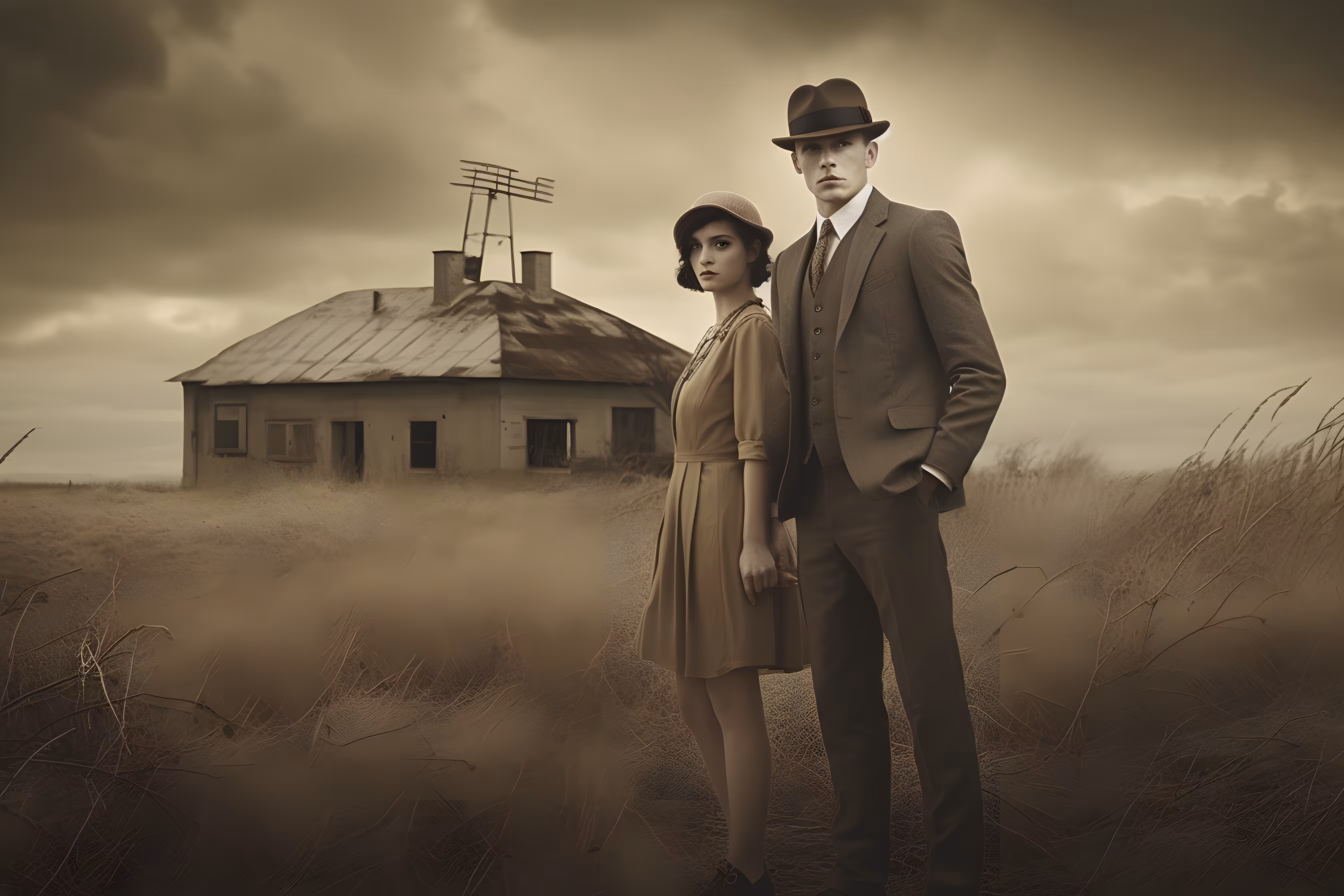 "Desolate Criminals: A Surreal Portrait of Bonnie and Clyde"