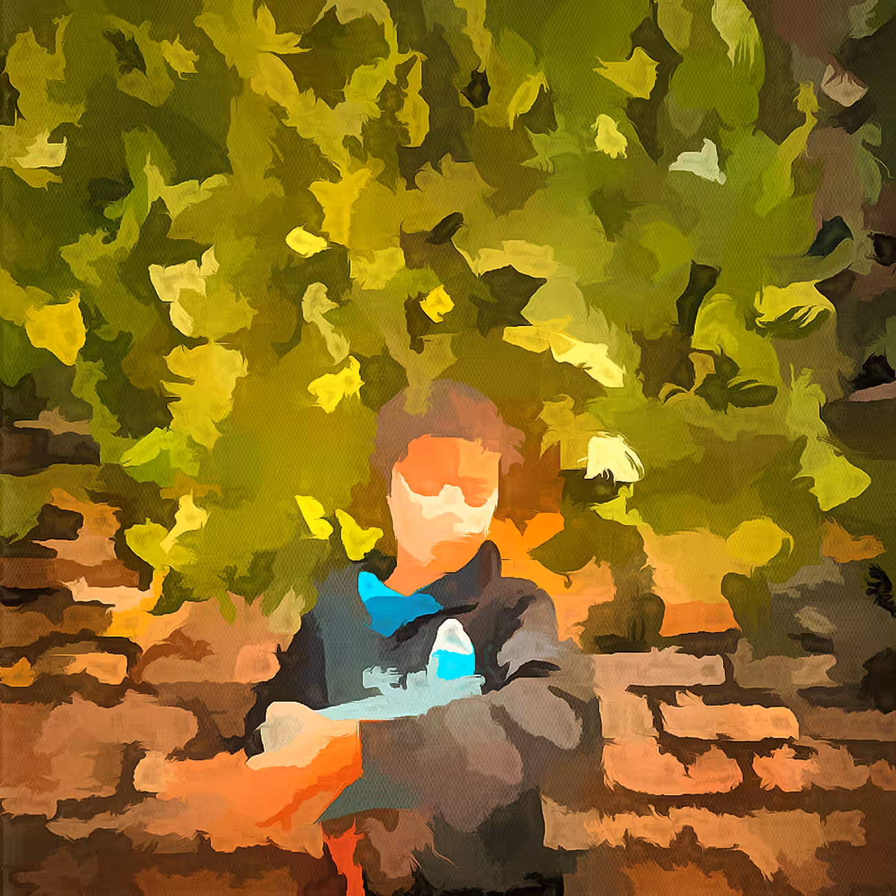 Boy and blue bird