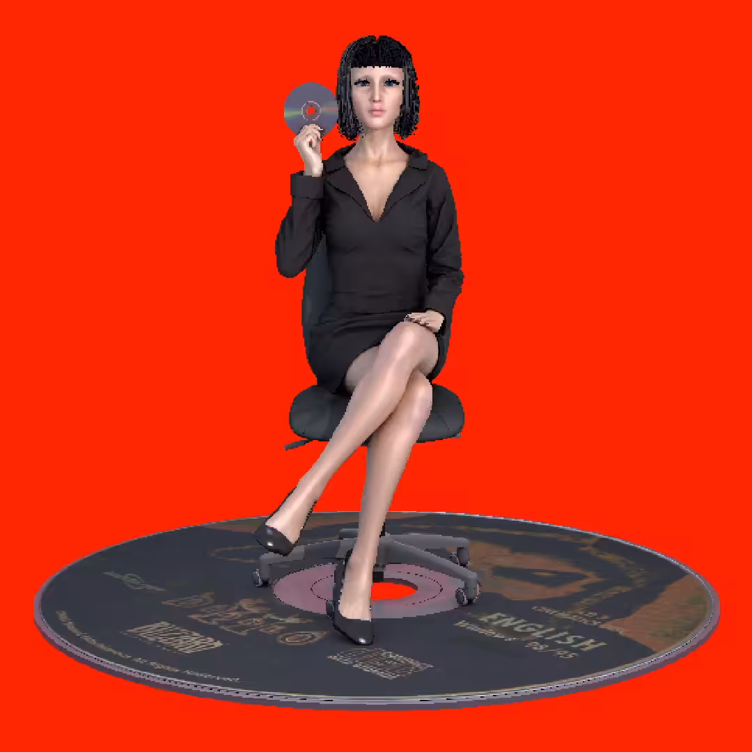 Gamer girl with CD-ROM
