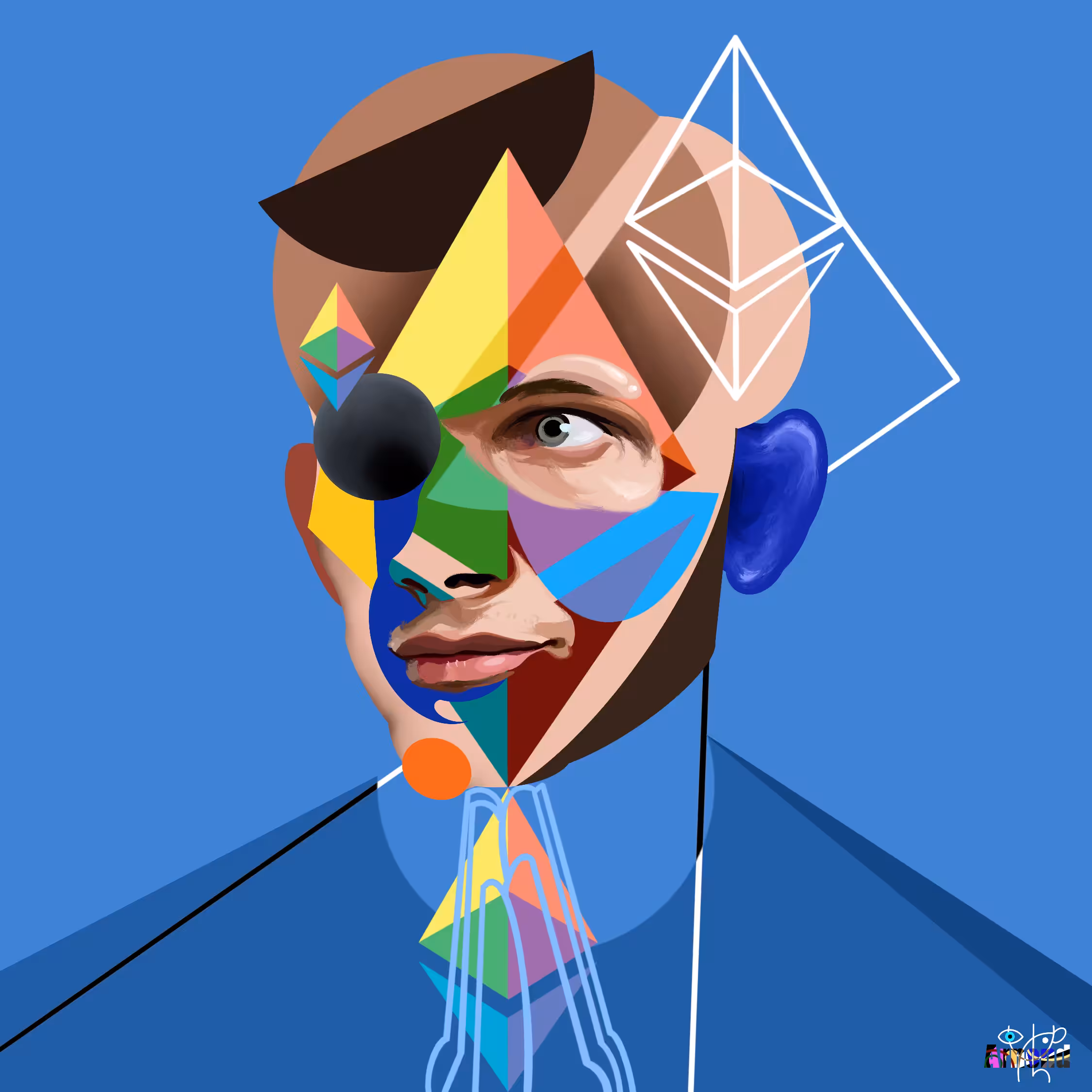 Talisman #3 Vitalik Buterin portrait Cubism