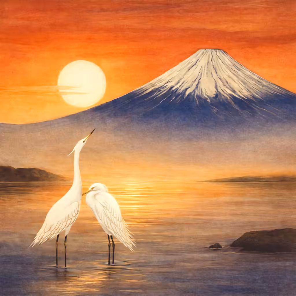 Simple Fuji Art: Together at Dusk