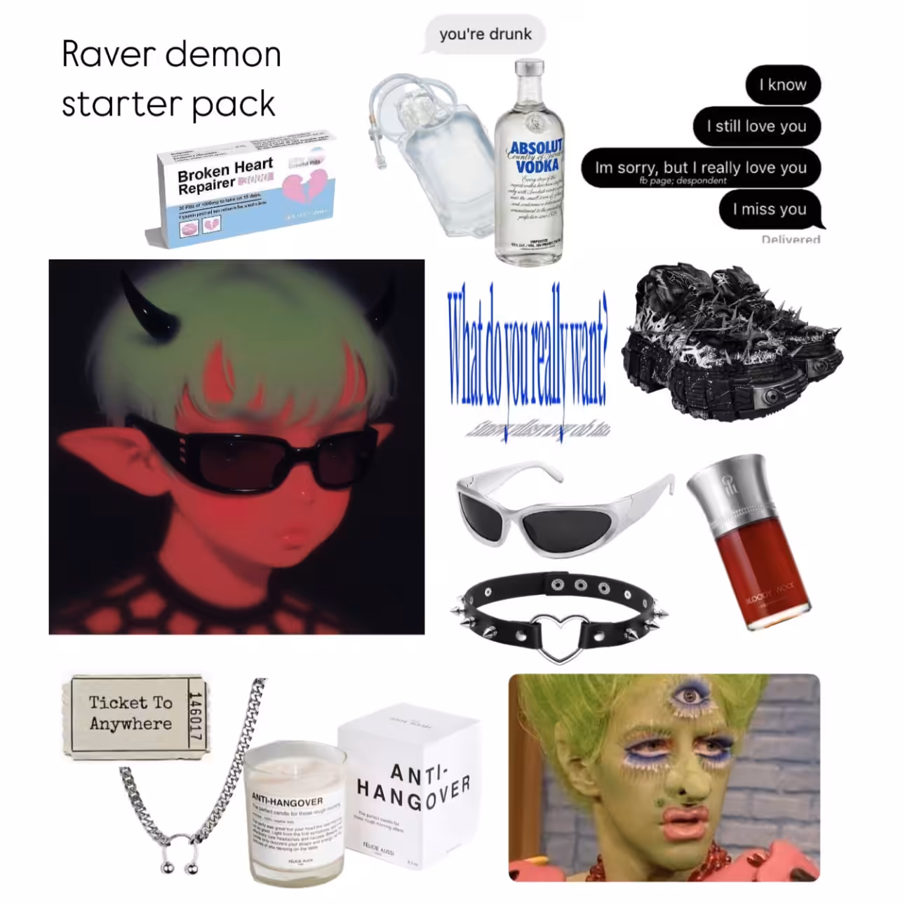 ⋆｡‧₊°♱༺ raver demon starter pack ༻♱༉‧₊˚.