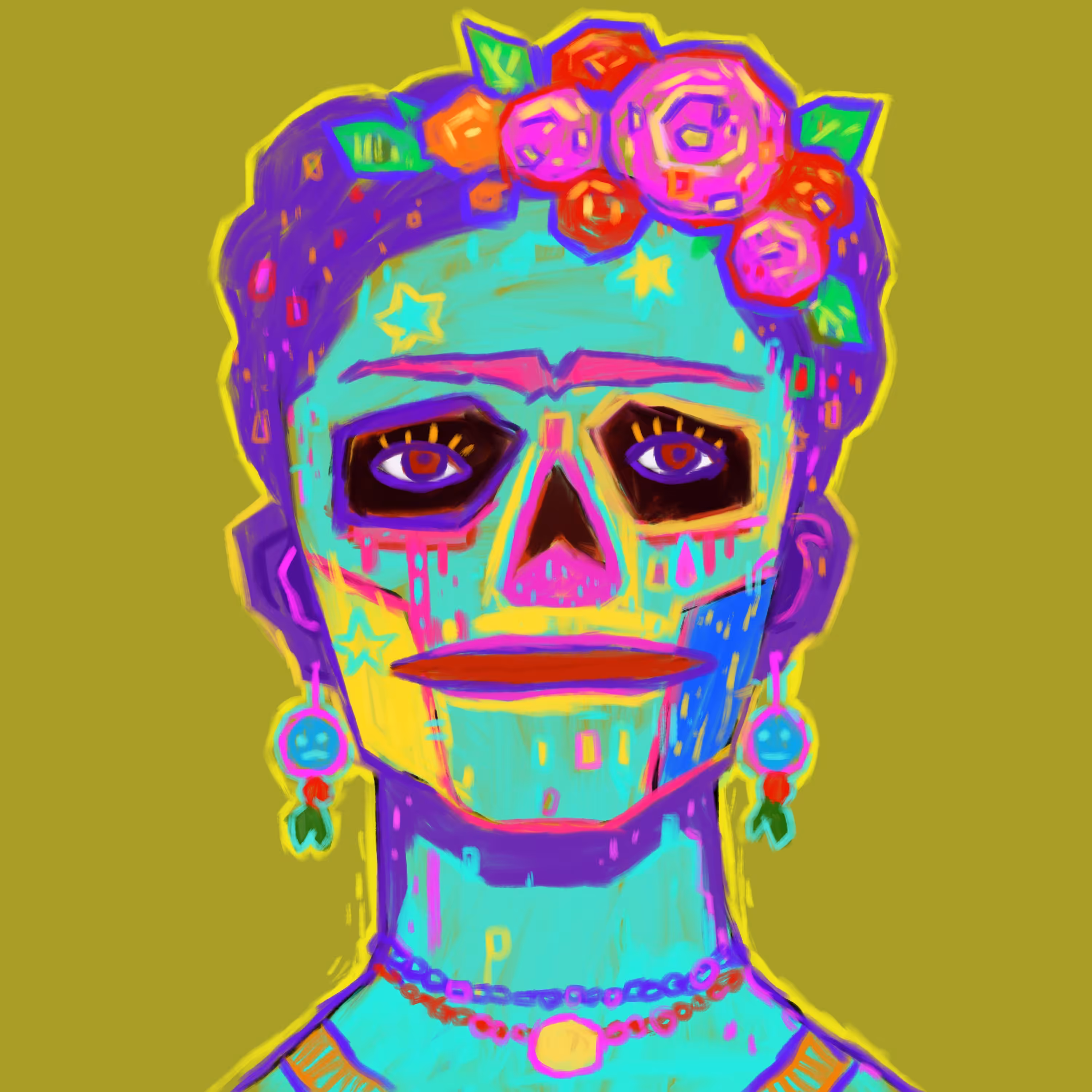 Skull Painting Frida Kahlo