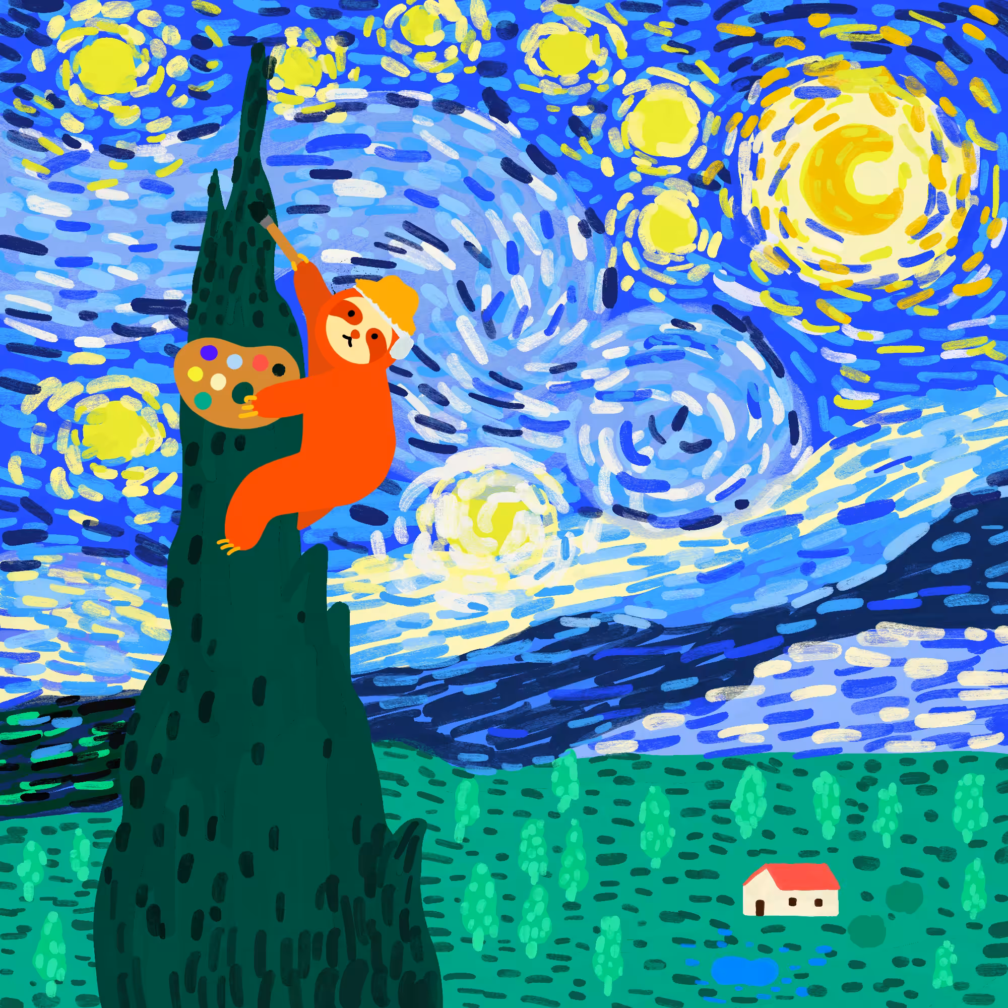 Sloth Gogh in Starry Night #31