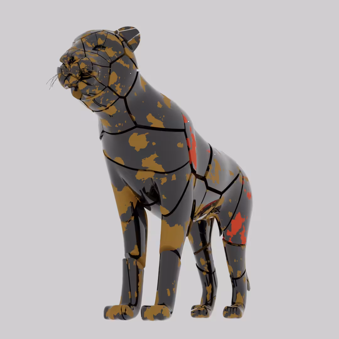 3D lion fractured